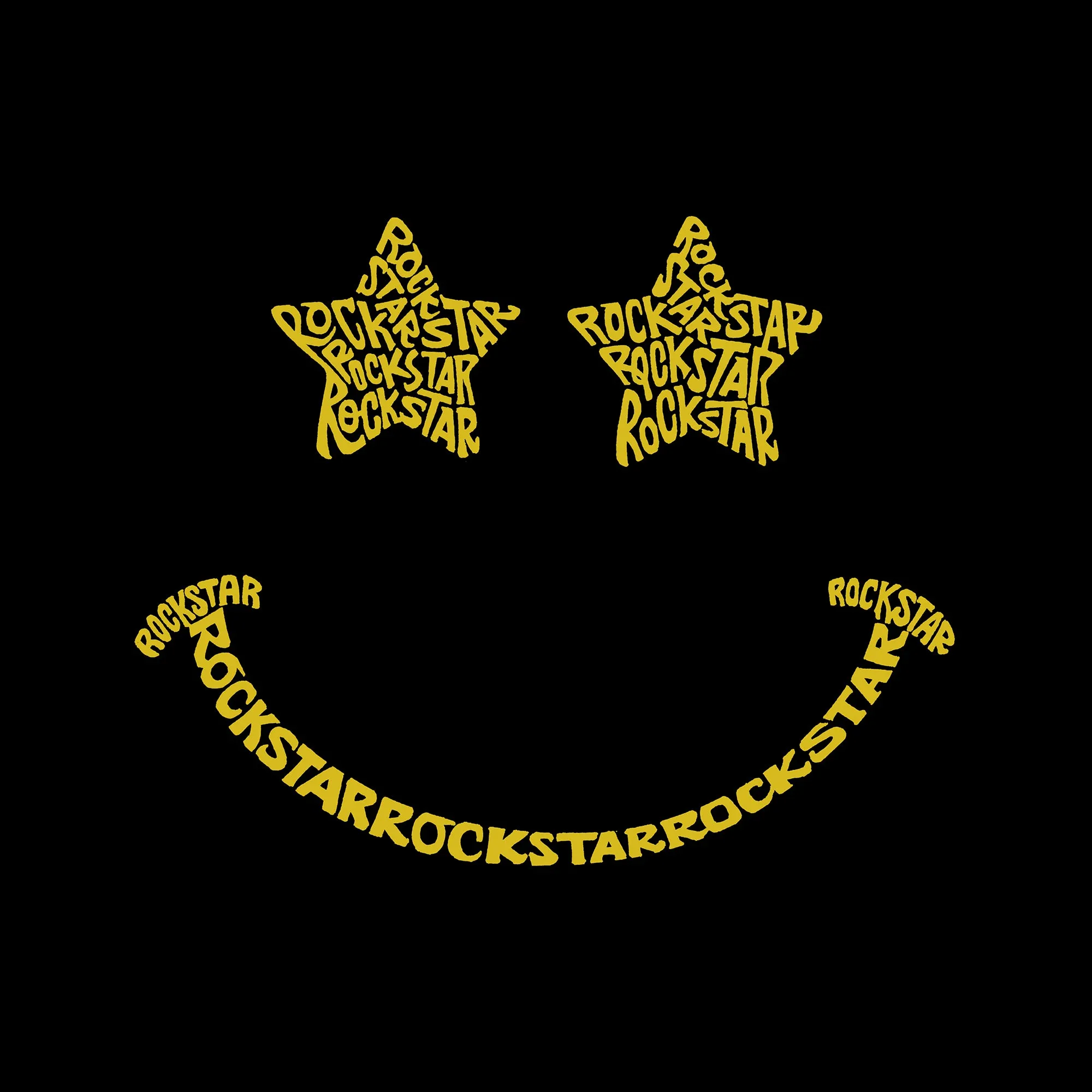 Rockstar Smiley - Men's Word Art T-Shirt sold by LA Pop Art product image thumbnail 2