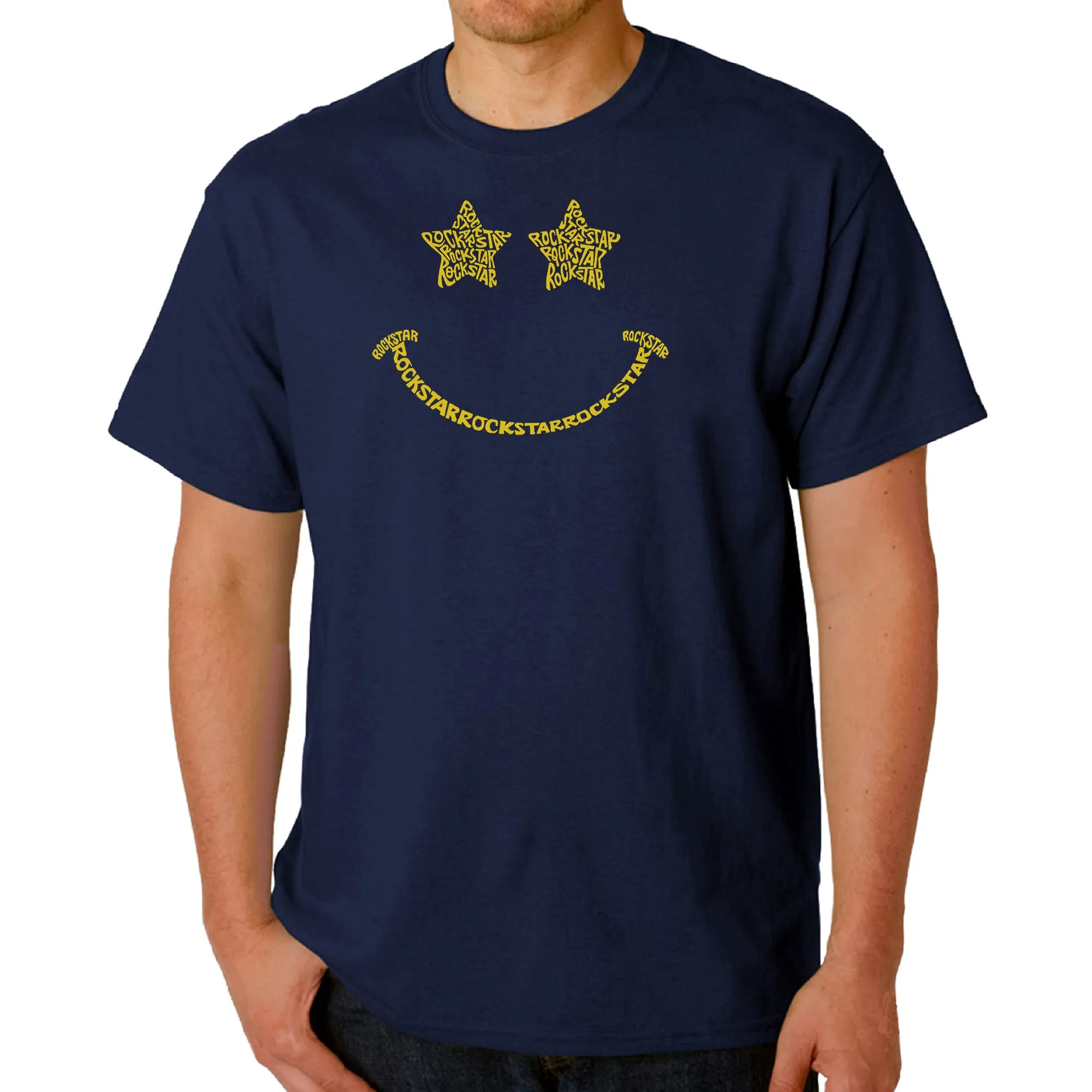 Rockstar Smiley - Men's Word Art T-Shirt sold by LA Pop Art product image thumbnail 3