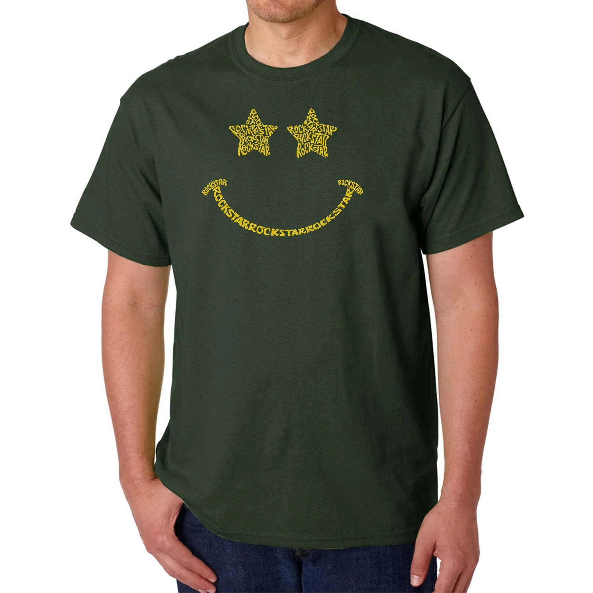 Rockstar Smiley - Men's Word Art T-Shirt sold by LA Pop Art product image thumbnail 4