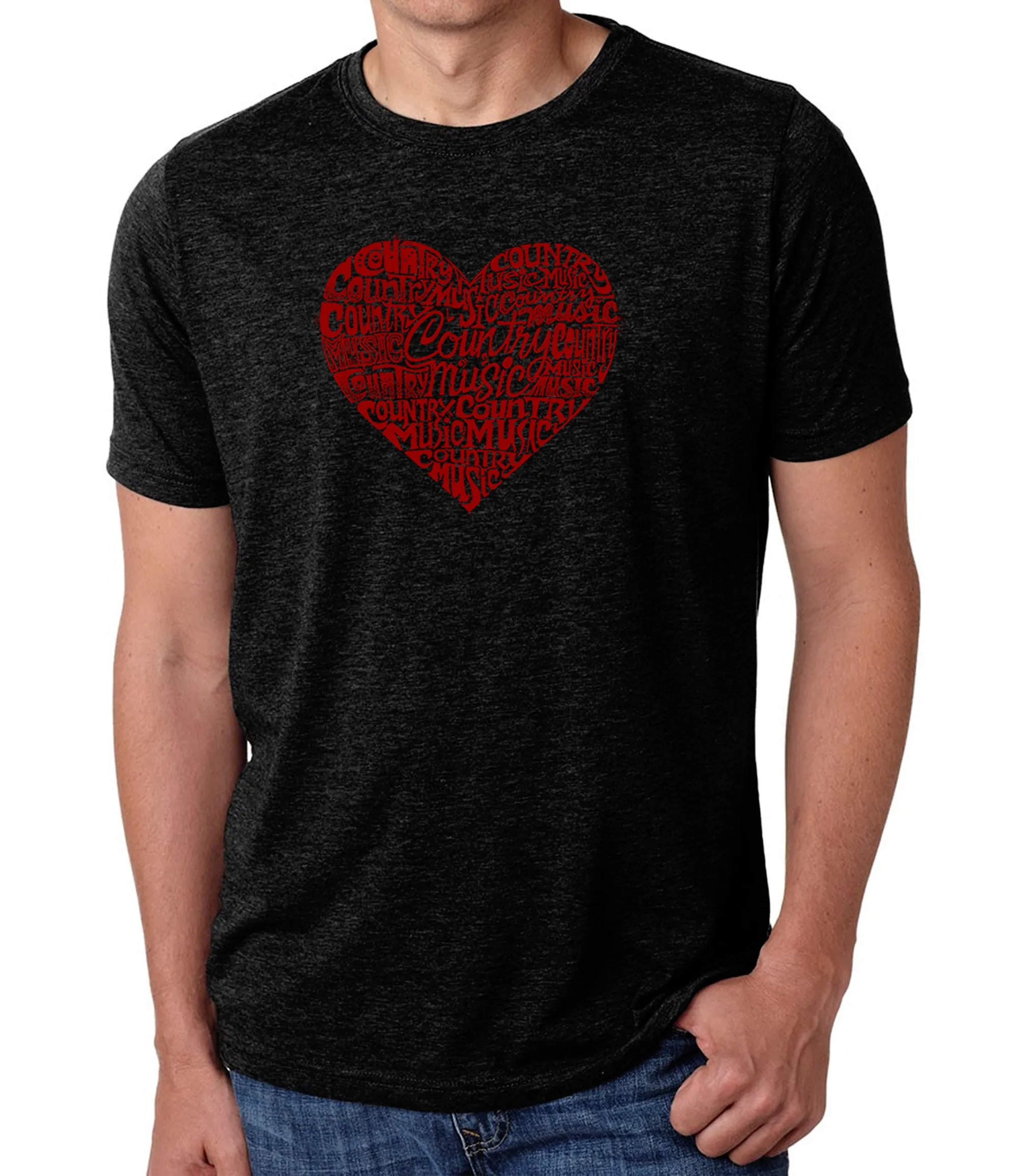 Country Music Heart - Men's Premium Blend Word Art T-Shirt sold by LA Pop Art