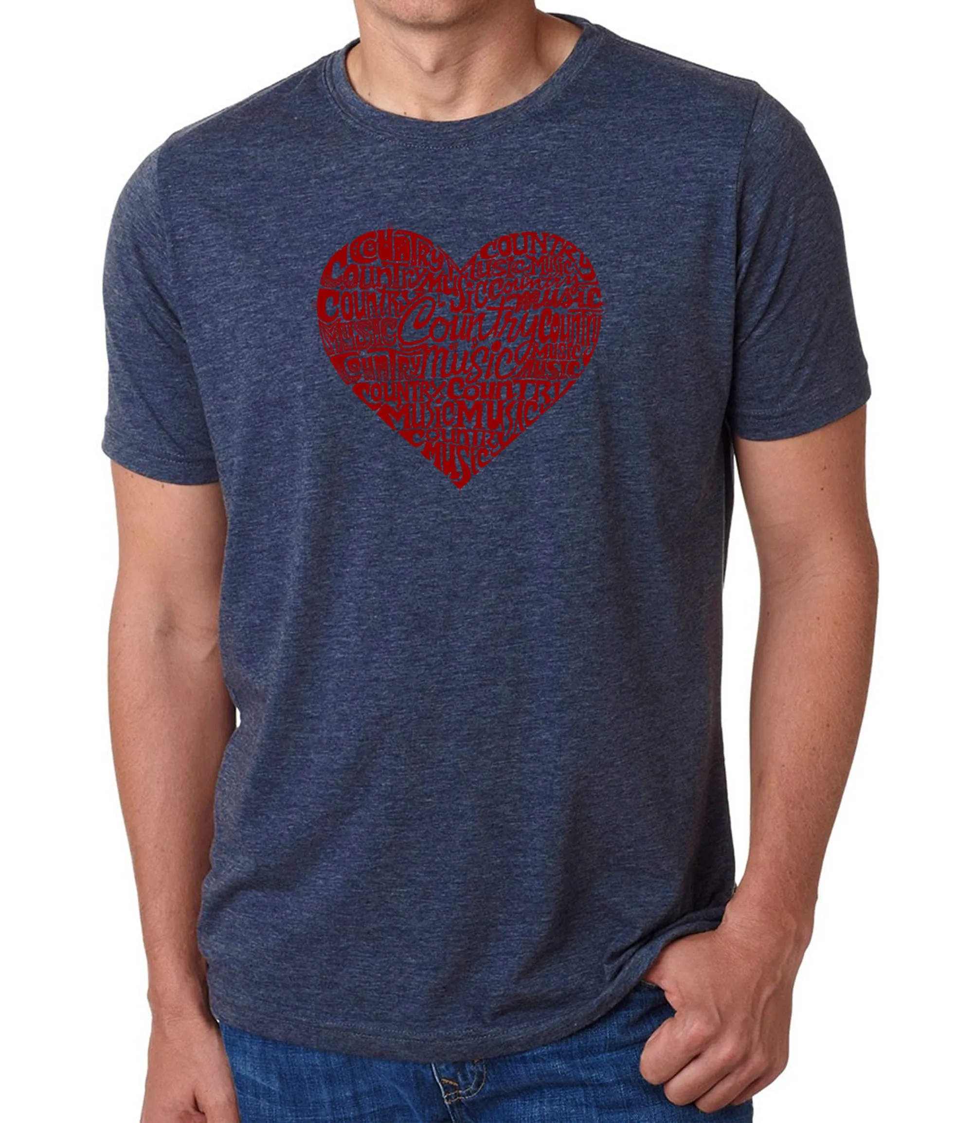 Country Music Heart - Men's Premium Blend Word Art T-Shirt sold by LA Pop Art product image thumbnail 3