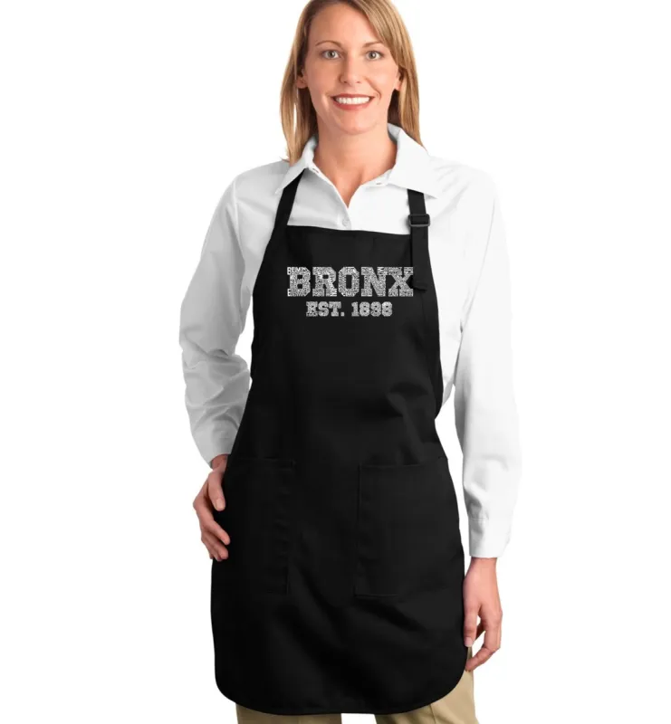 POPULAR NEIGHBORHOODS IN BRONX, NY - Full Length Word Art Apron sold by LA Pop Art