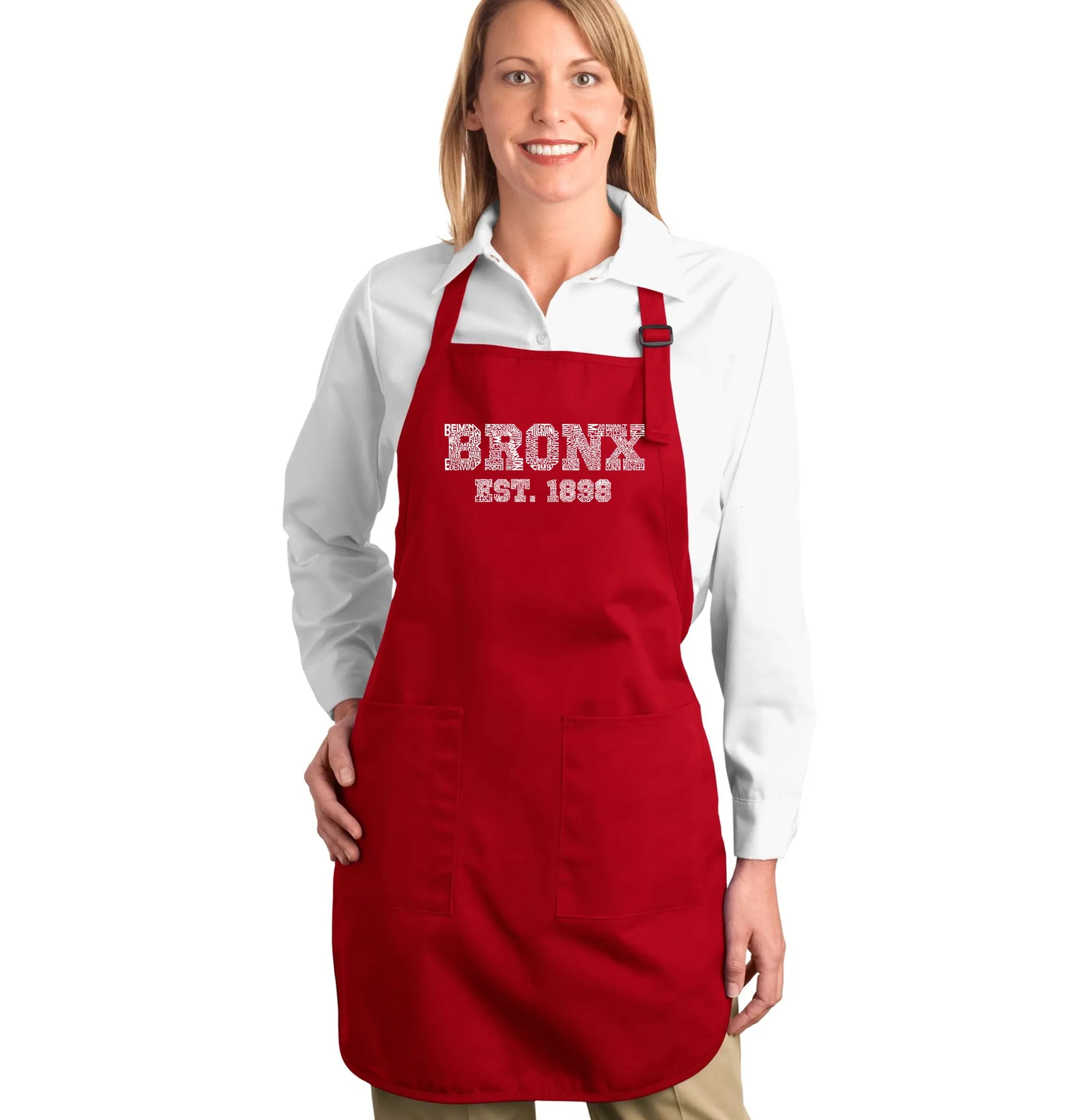 POPULAR NEIGHBORHOODS IN BRONX, NY - Full Length Word Art Apron sold by LA Pop Art product image thumbnail 3