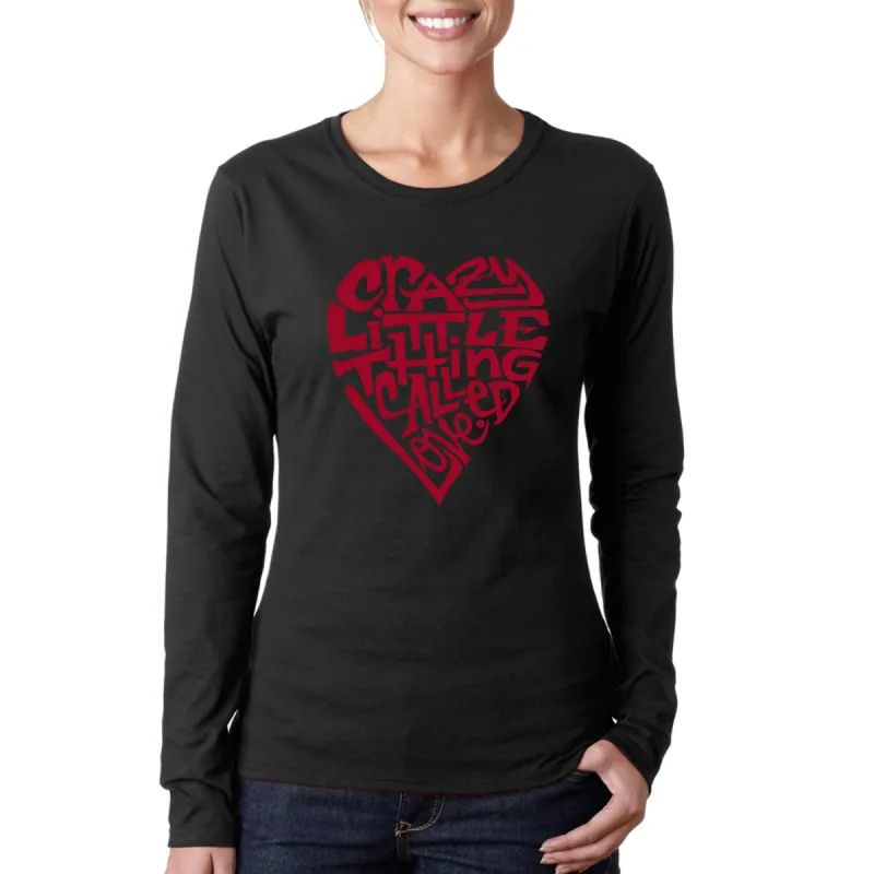 Crazy Little Thing Called Love - Women's Word Art Long Sleeve T-Shirt sold by LA Pop Art