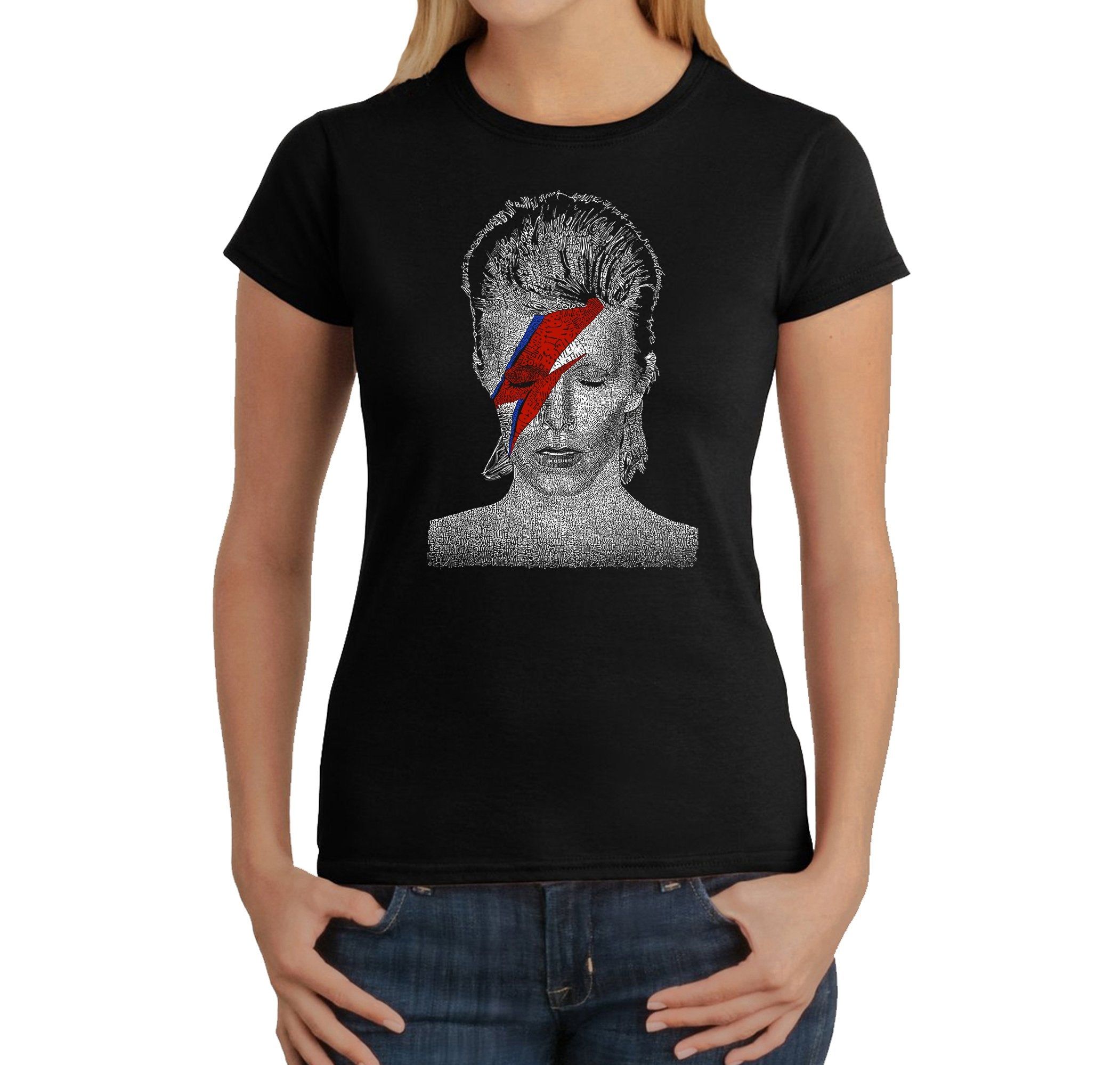 David Bowie Aladdin Sane - Women's Word Art T-Shirt sold by LA Pop Art