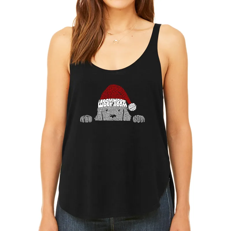 Christmas Peeking Dog - Women's Premium Word Art Flowy Tank Top sold by LA Pop Art