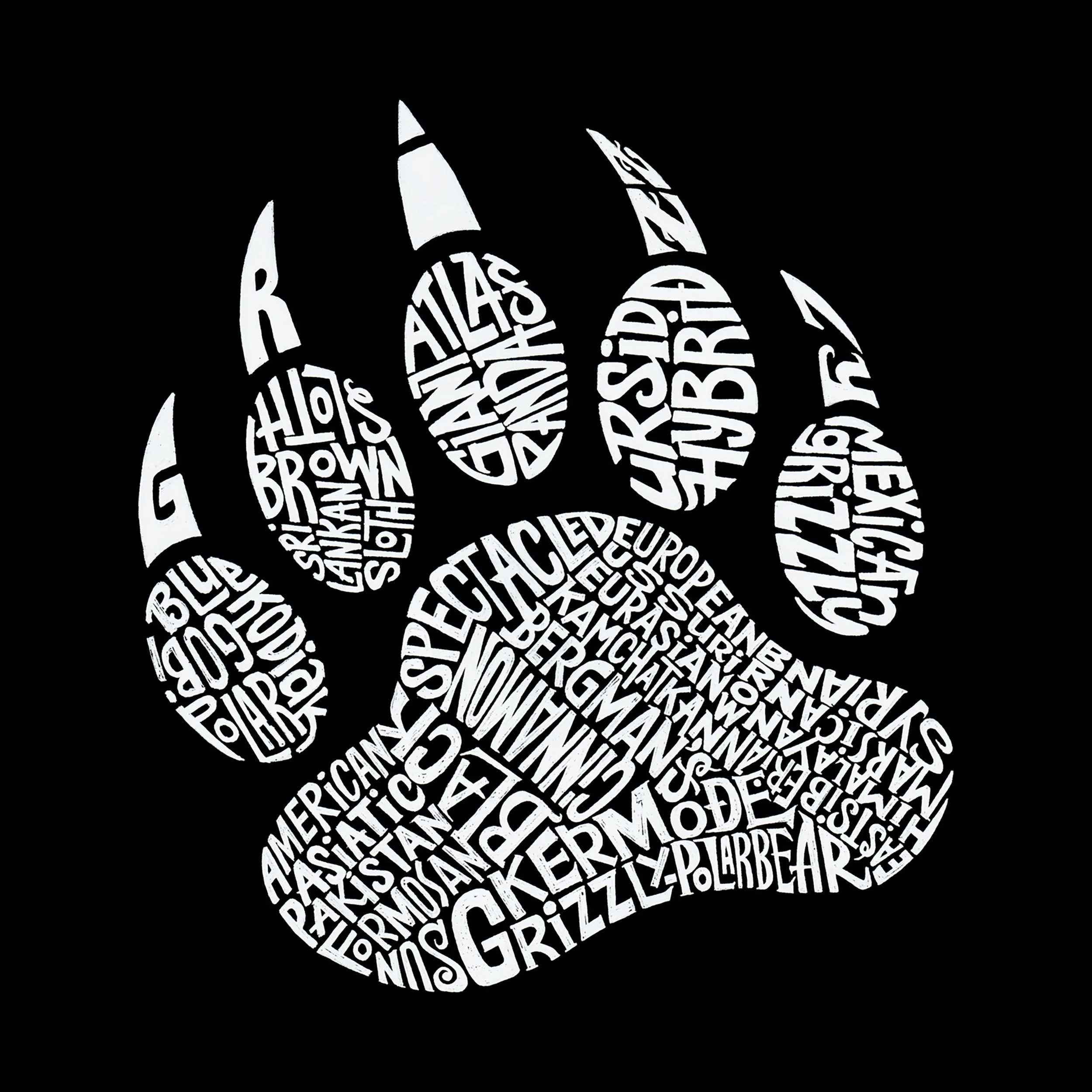 Types of Bears - Women's Word Art Long Sleeve T-Shirt sold by LA Pop Art product image thumbnail 2