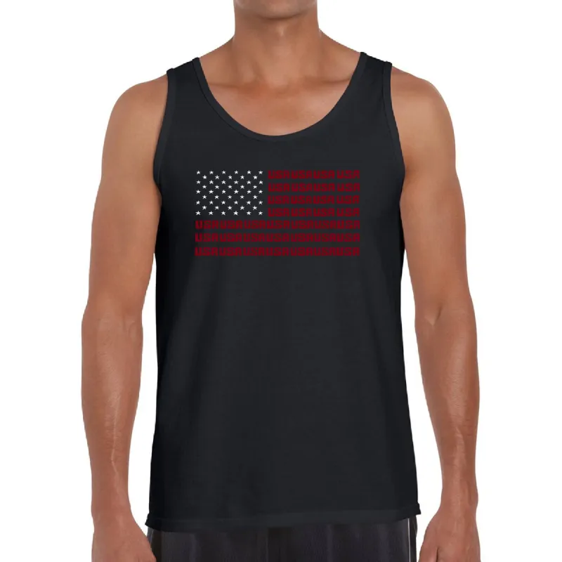 USA Flag  - Men's Word Art Tank Top sold by LA Pop Art