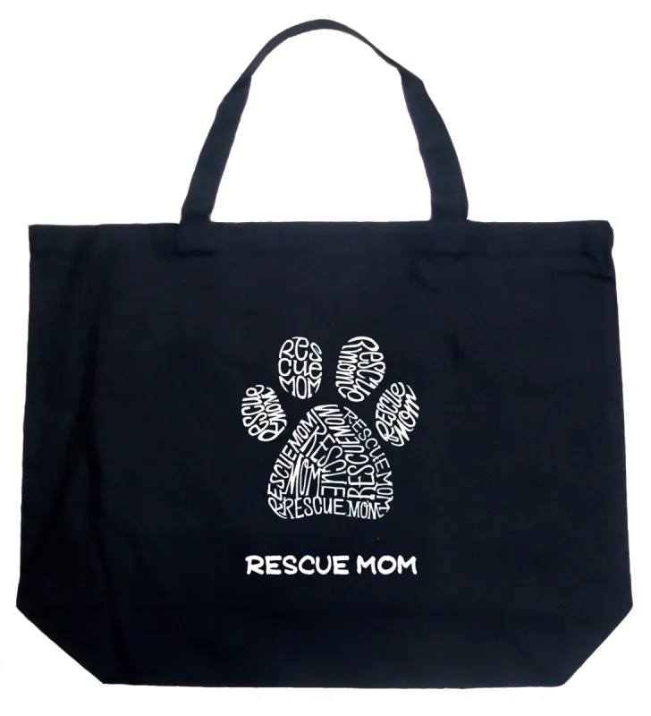 Rescue Mom - Large Word Art Tote Bag sold by LA Pop Art