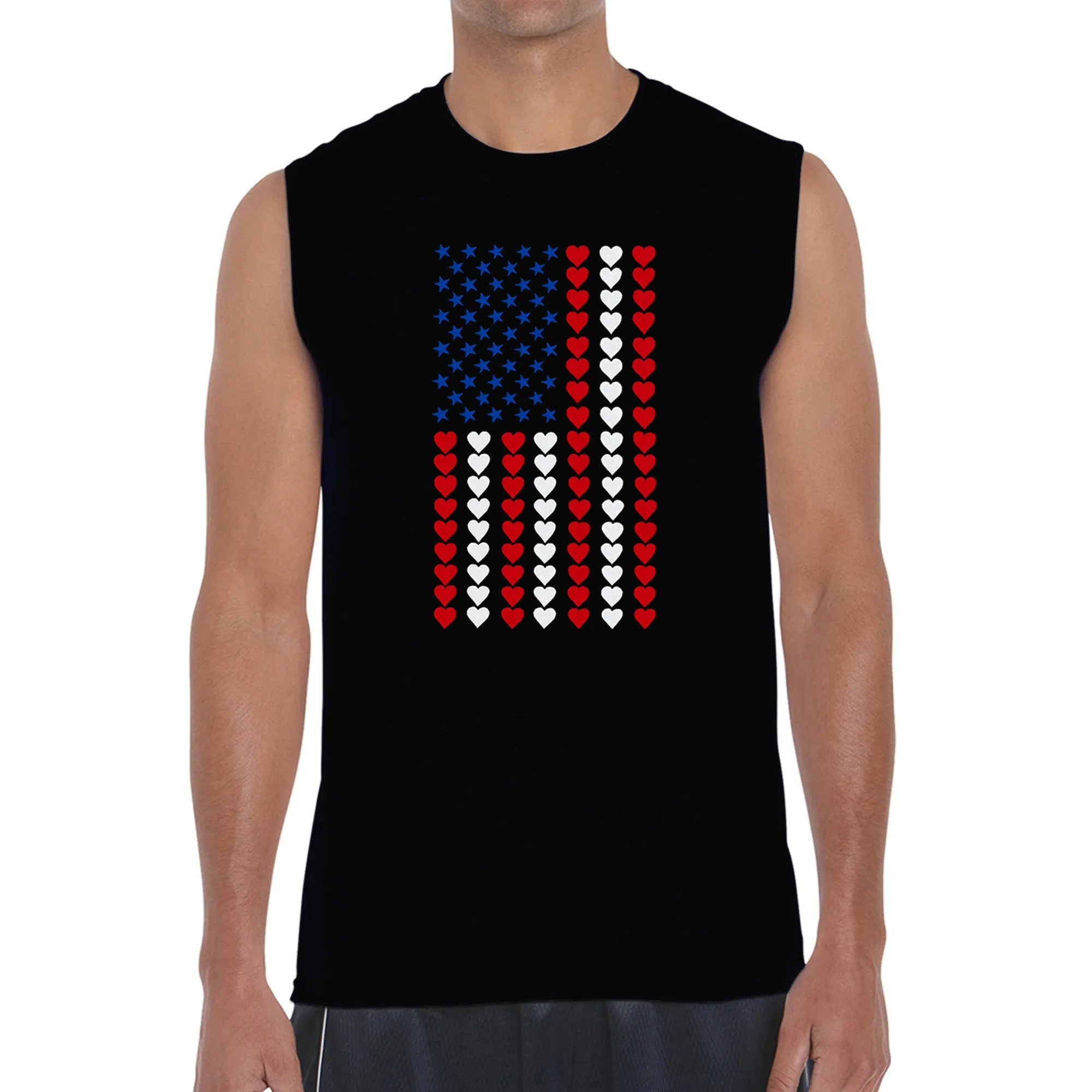 Heart Flag - Men's Word Art Sleeveless T-Shirt sold by LA Pop Art