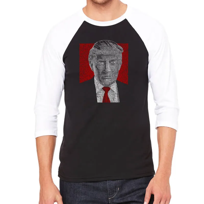 TRUMP 2016 Make America Great Again - Men's Raglan Baseball Word Art T-Shirt sold by LA Pop Art