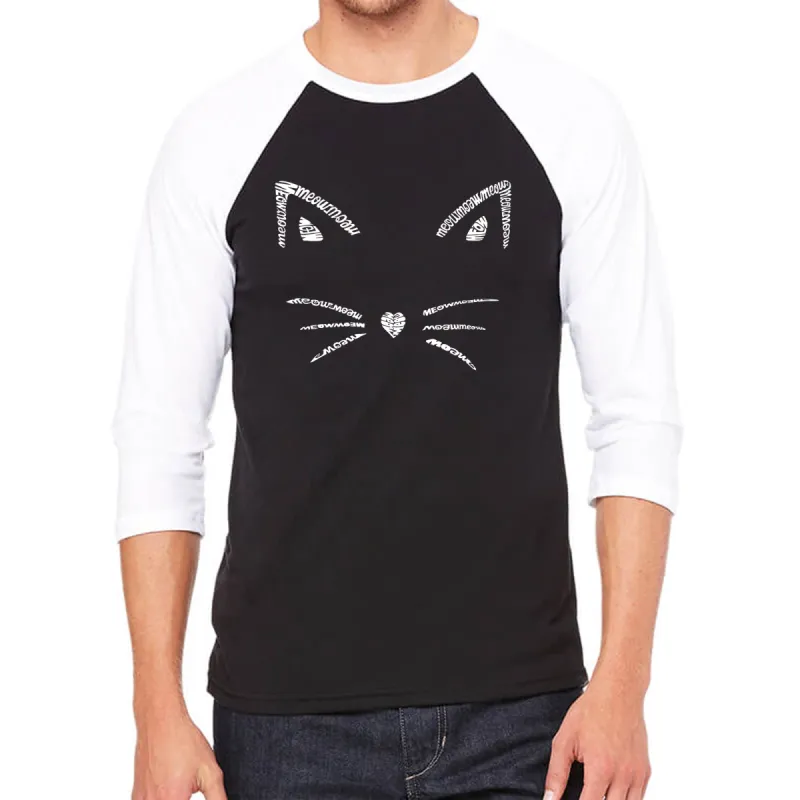 Whiskers  - Men's Raglan Baseball Word Art T-Shirt sold by LA Pop Art