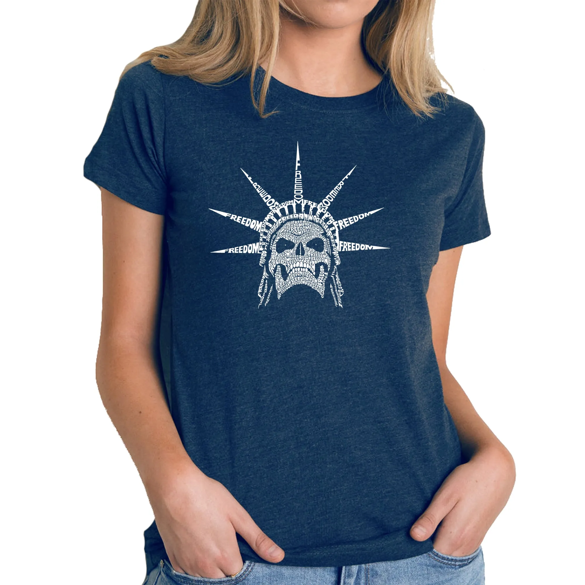 Freedom Skull - Women's Premium Blend Word Art T-Shirt sold by LA Pop Art product image thumbnail 3