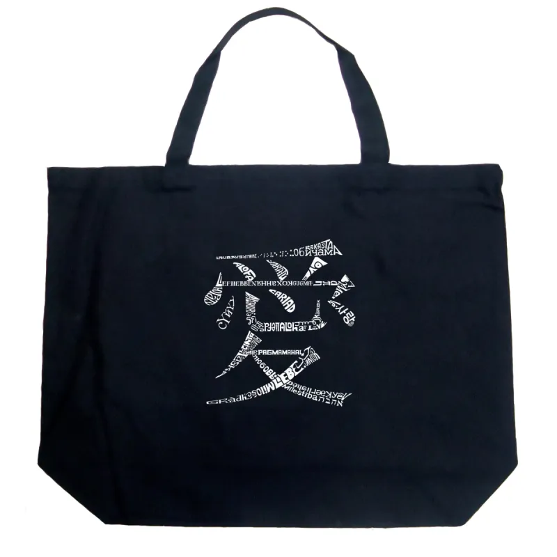 The Word Love in 44 Languages - Large Word Art Tote Bag sold by LA Pop Art