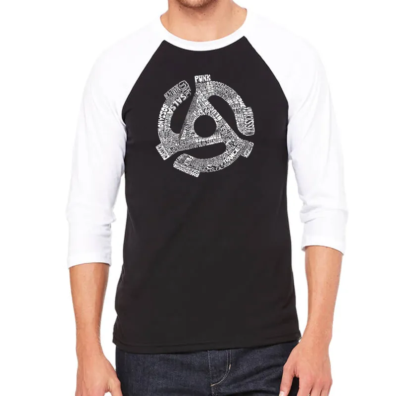 Record Adapter - Men's Raglan Baseball Word Art T-Shirt sold by LA Pop Art