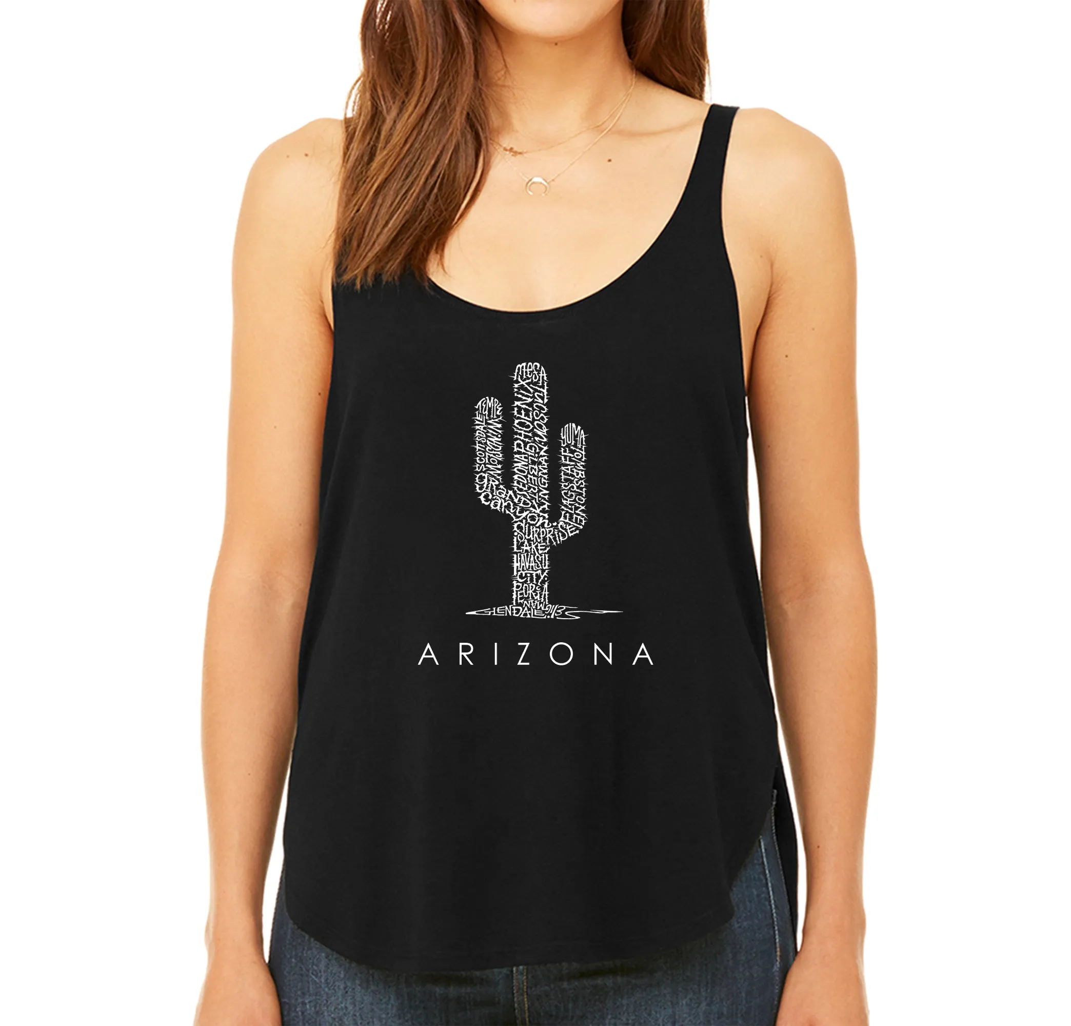 Arizona Cities - Women's Premium Word Art Flowy Tank Top sold by LA Pop Art