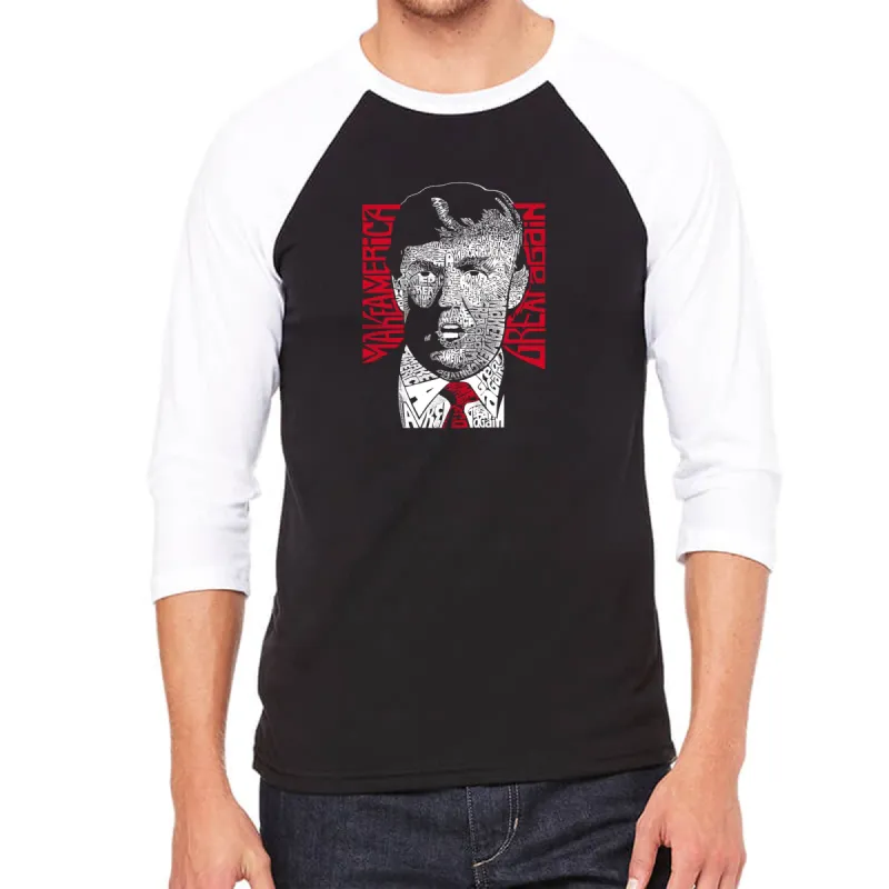 Trump Make America Great Again - Men's Raglan Baseball Word Art T-Shirt sold by LA Pop Art