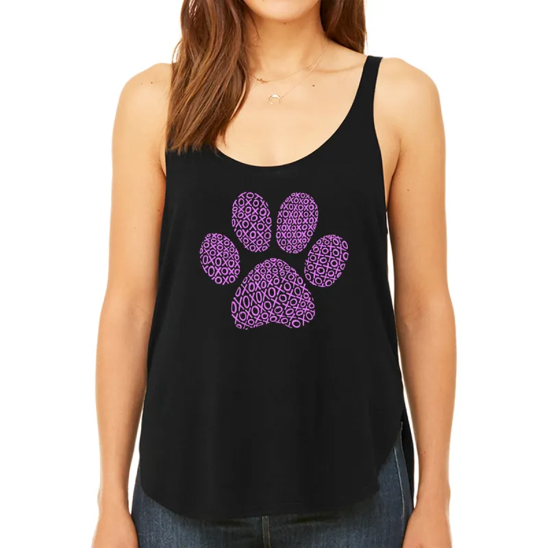 XOXO Dog Paw - Women's Premium Word Art Flowy Tank Top sold by LA Pop Art
