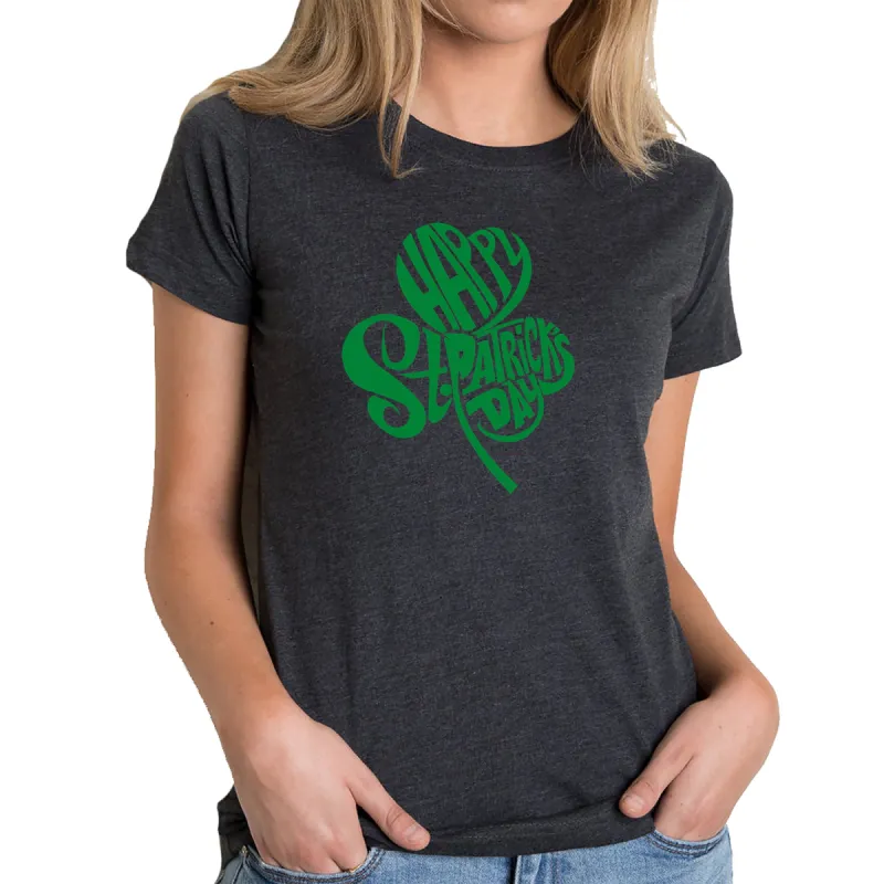 St Patricks Day Shamrock  - Women's Premium Blend Word Art T-Shirt sold by LA Pop Art