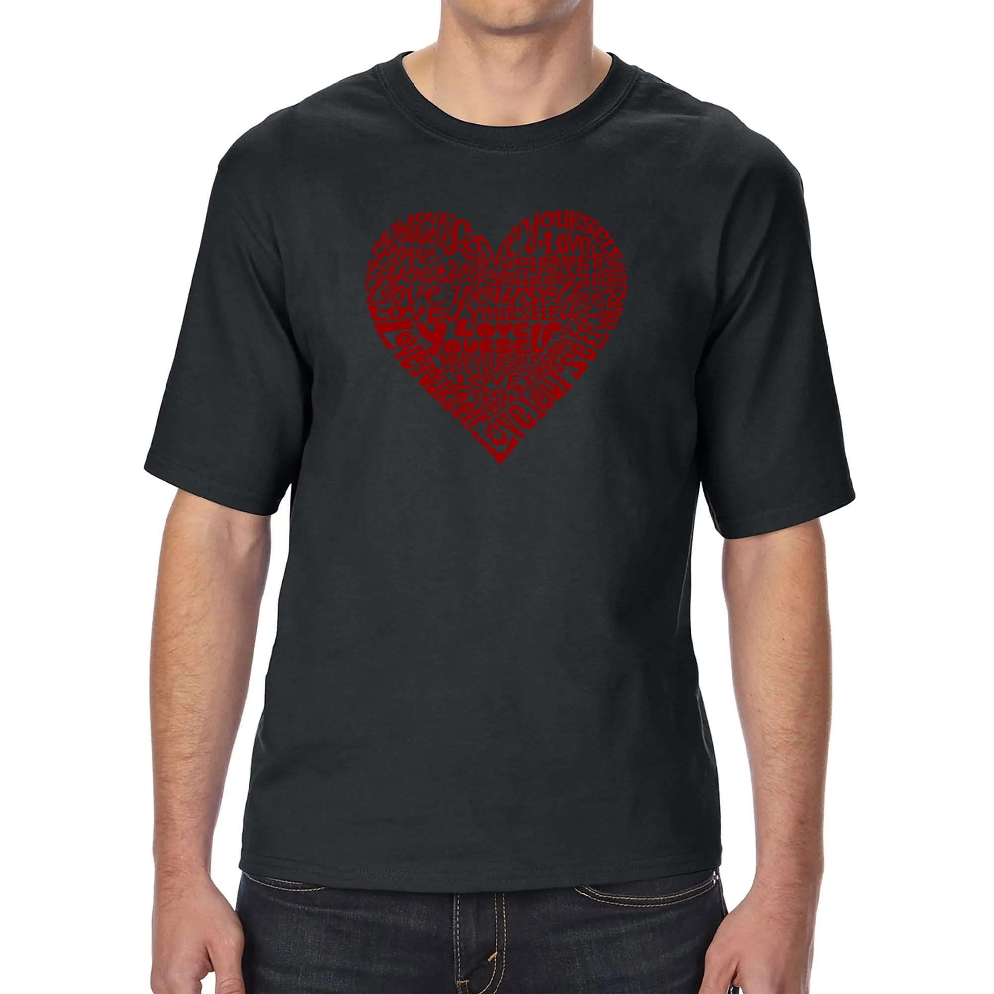 Love Yourself - Men's Tall and Long Word Art T-Shirt sold by LA Pop Art