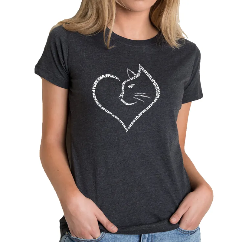 Cat Heart - Women's Premium Blend Word Art T-Shirt sold by LA Pop Art