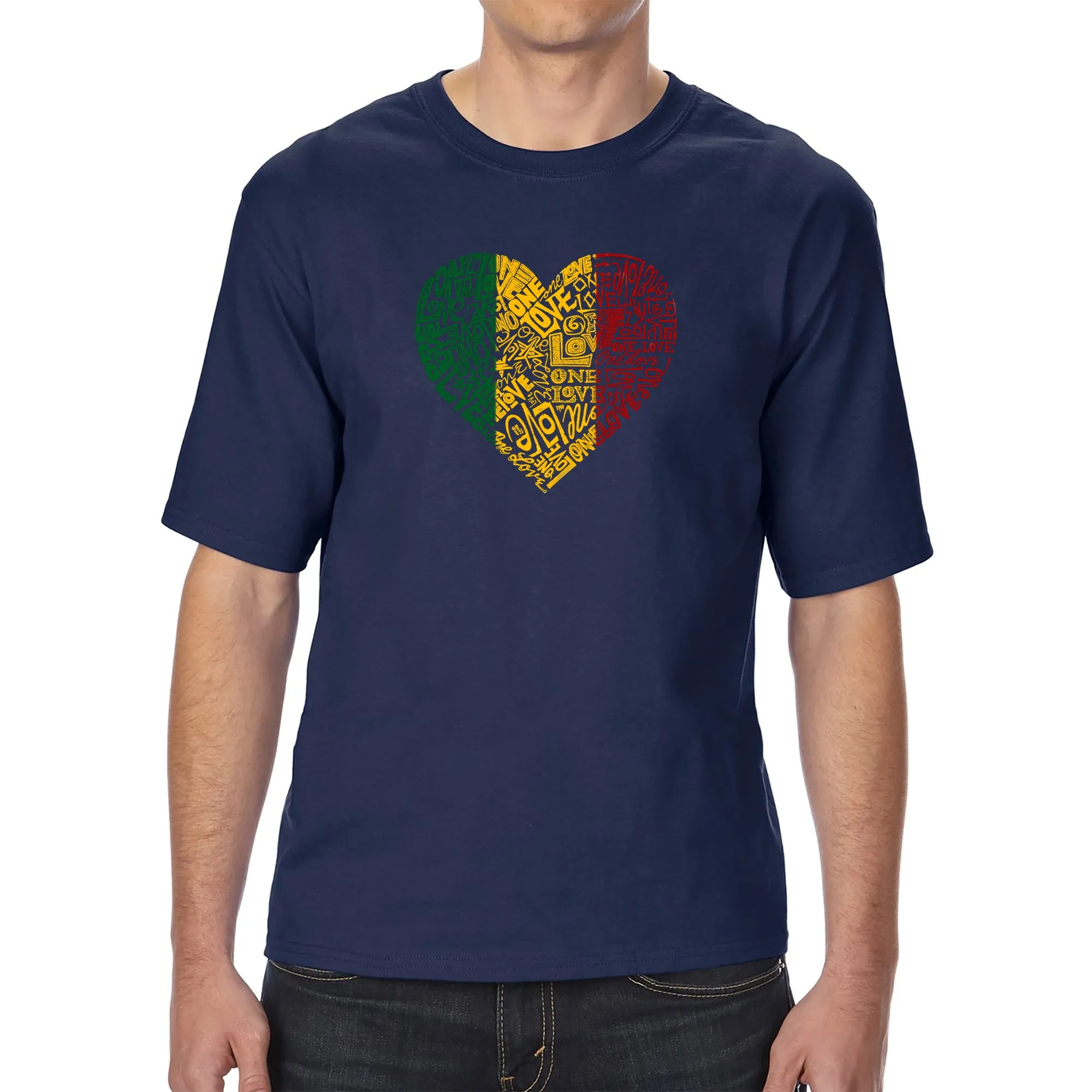 One Love Heart - Men's Tall Word Art T-Shirt sold by LA Pop Art product image thumbnail 2