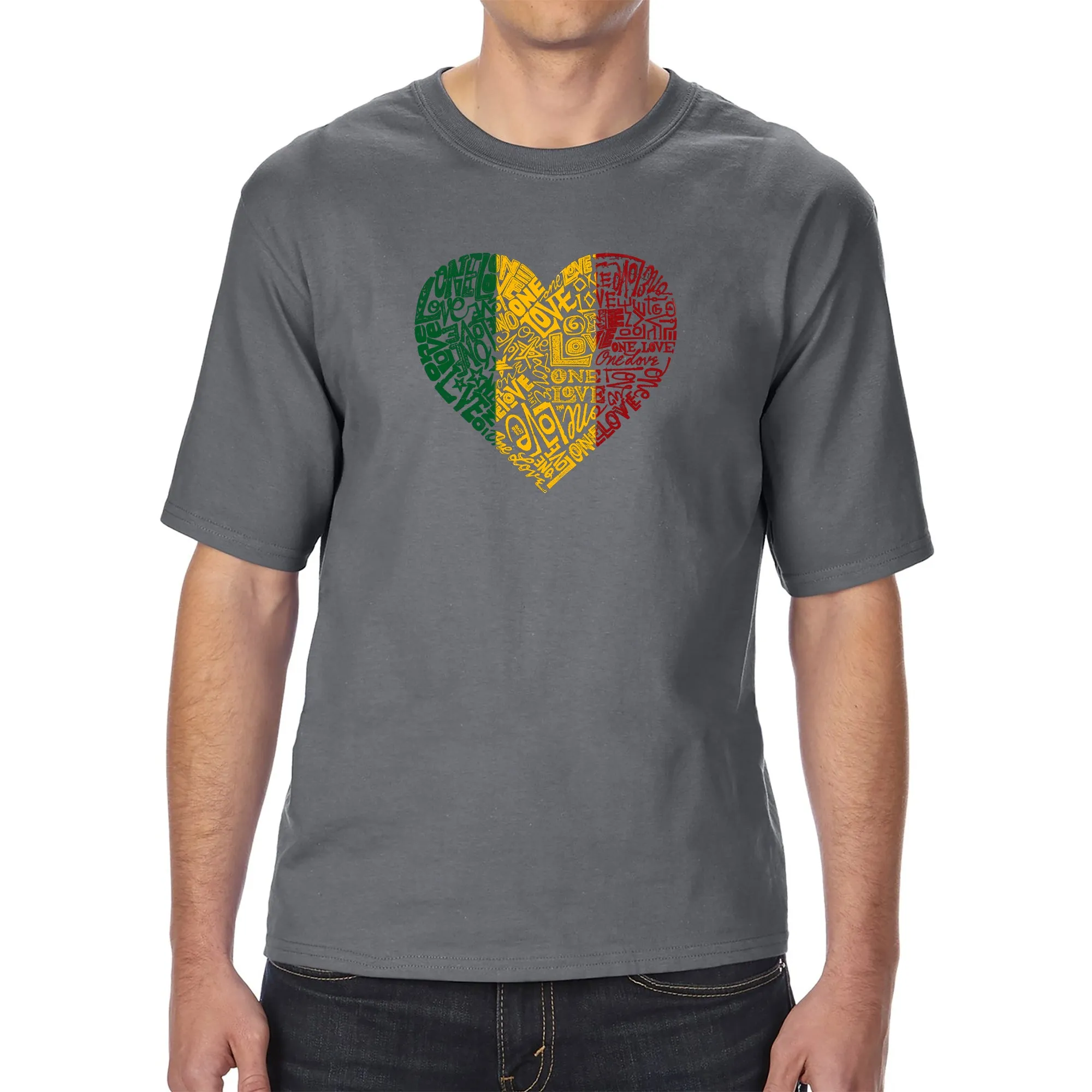 One Love Heart - Men's Tall Word Art T-Shirt sold by LA Pop Art product image thumbnail 3
