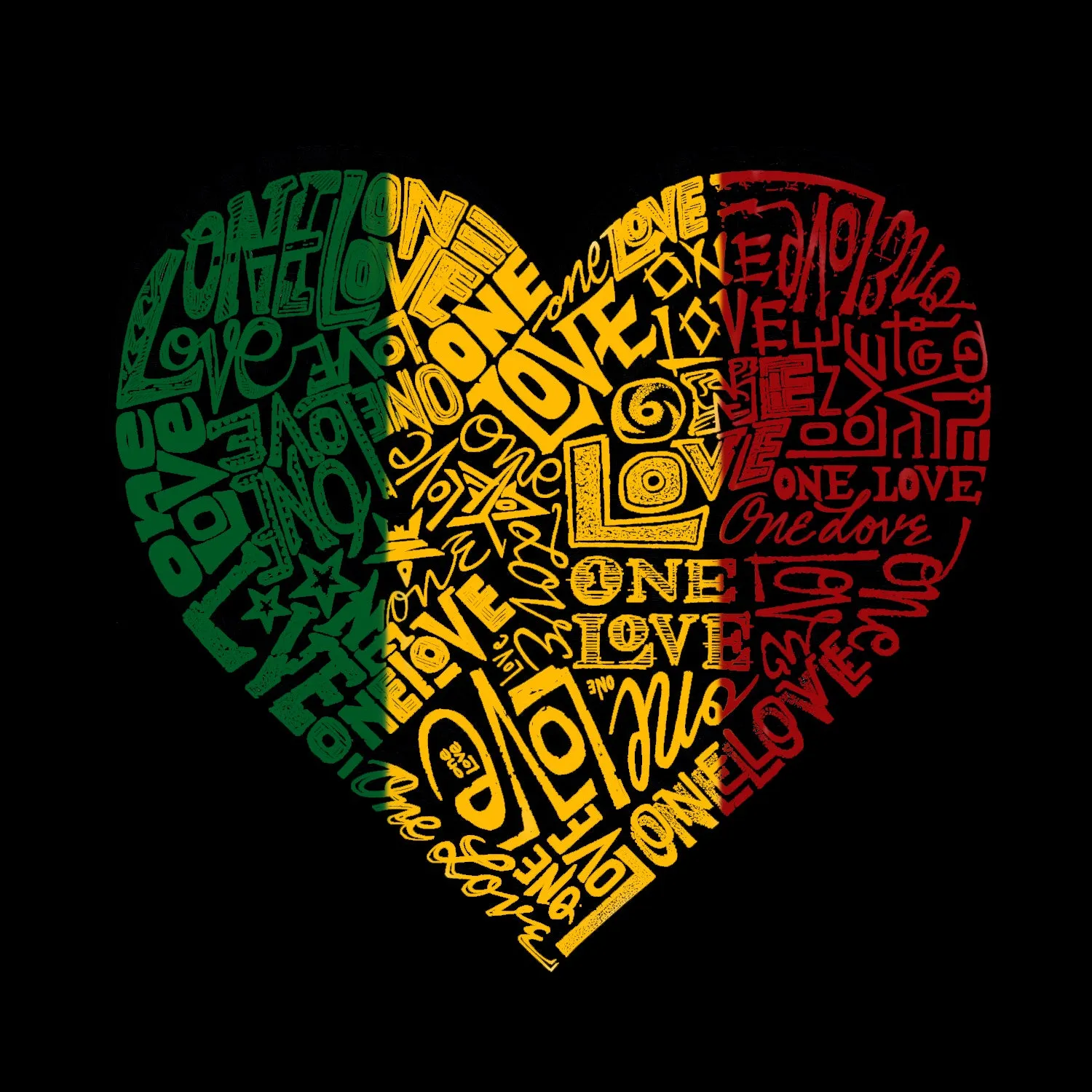 One Love Heart - Men's Tall Word Art T-Shirt sold by LA Pop Art product image thumbnail 4