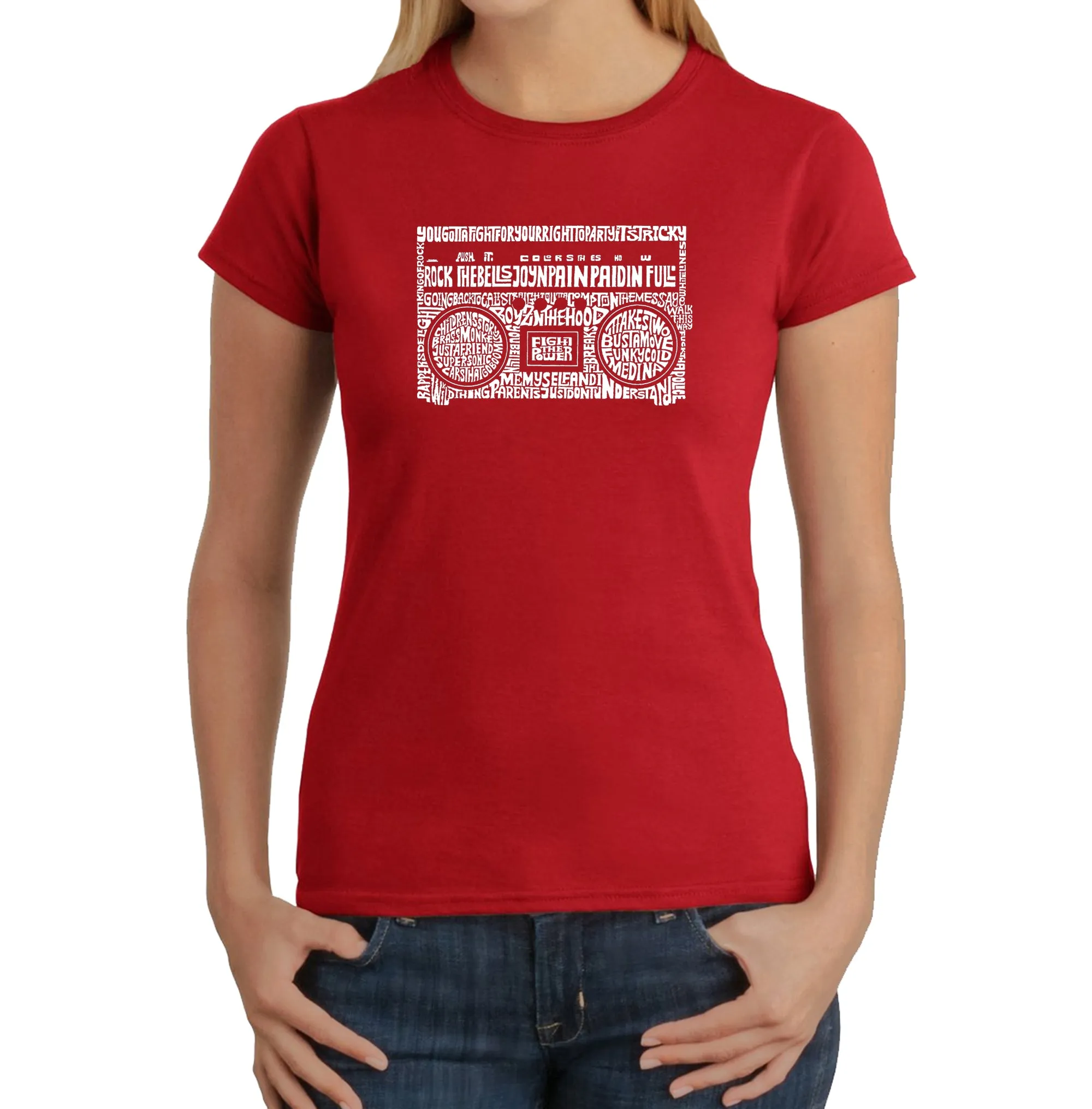 Greatest Rap Hits of The 1980's - Women's Word Art T-Shirt sold by LA Pop Art product image thumbnail 5