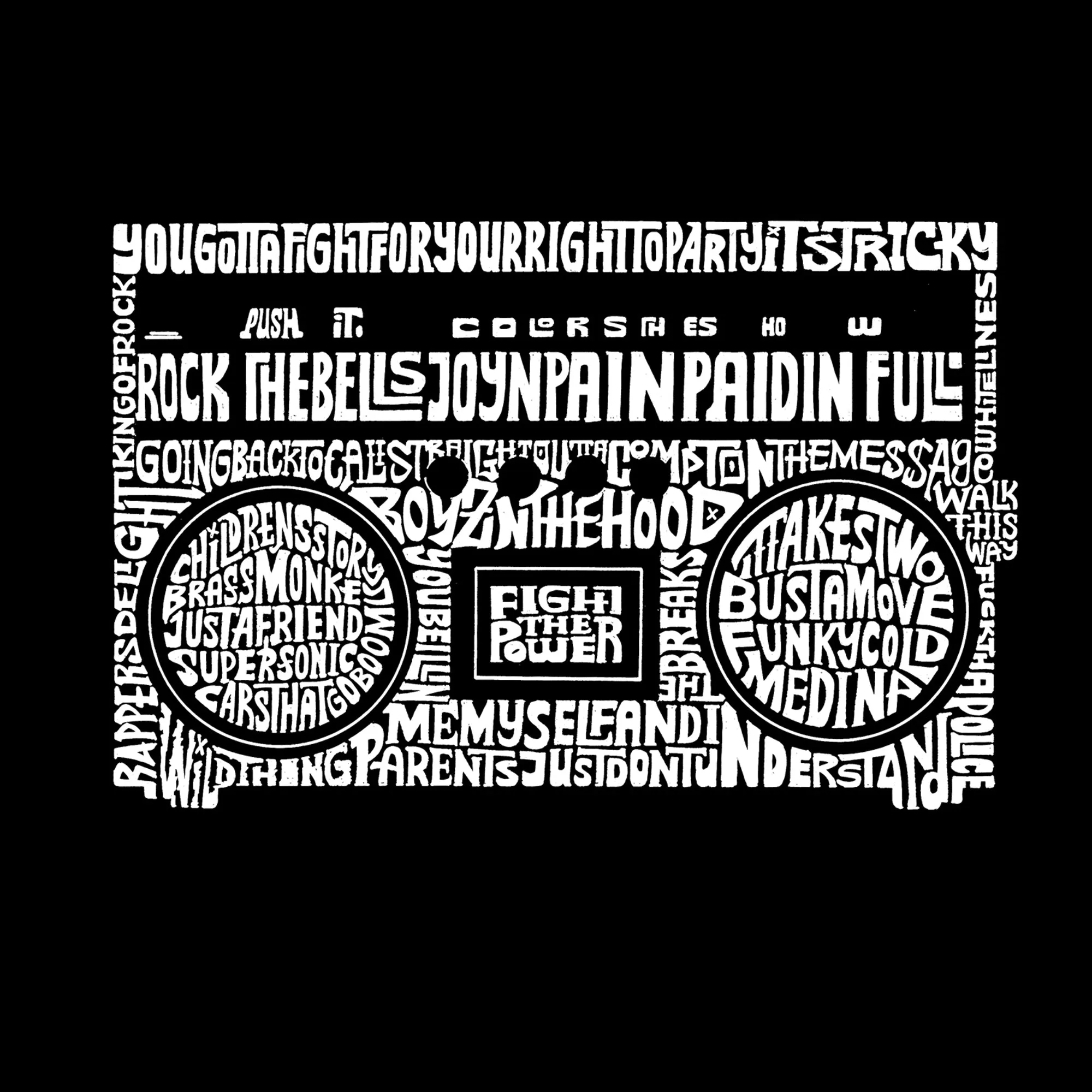 Greatest Rap Hits of The 1980's - Women's Word Art T-Shirt sold by LA Pop Art product image thumbnail 2