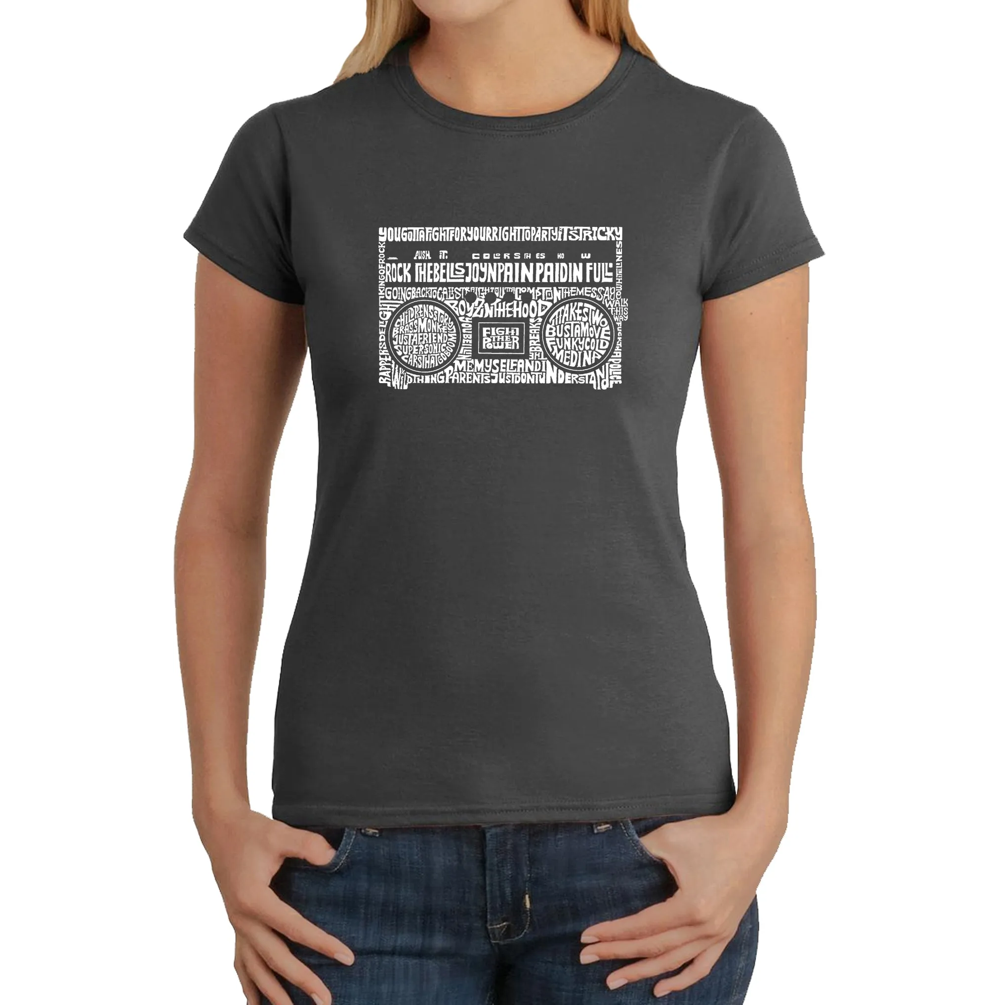 Greatest Rap Hits of The 1980's - Women's Word Art T-Shirt sold by LA Pop Art product image thumbnail 4