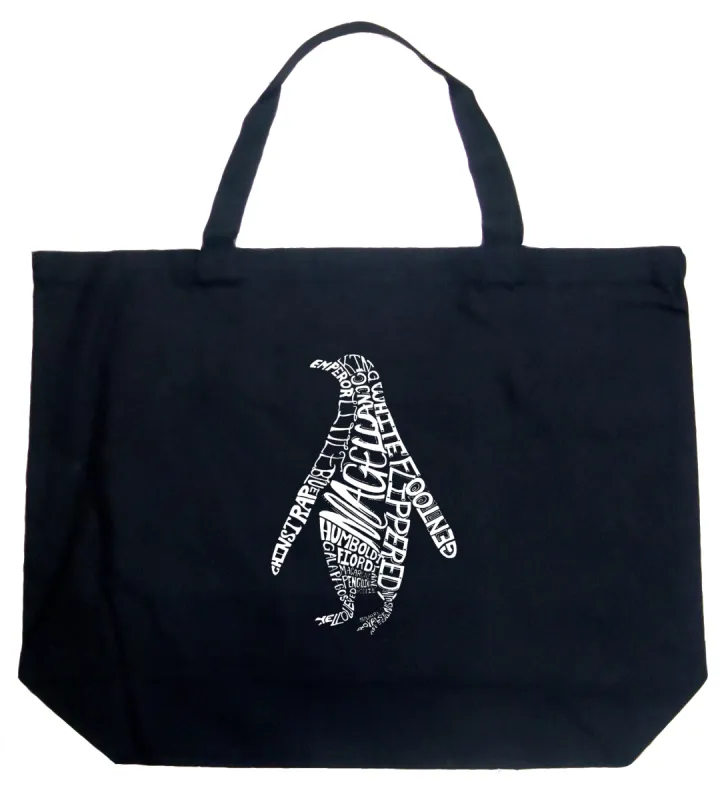 Penguin - Large Word Art Tote Bag sold by LA Pop Art