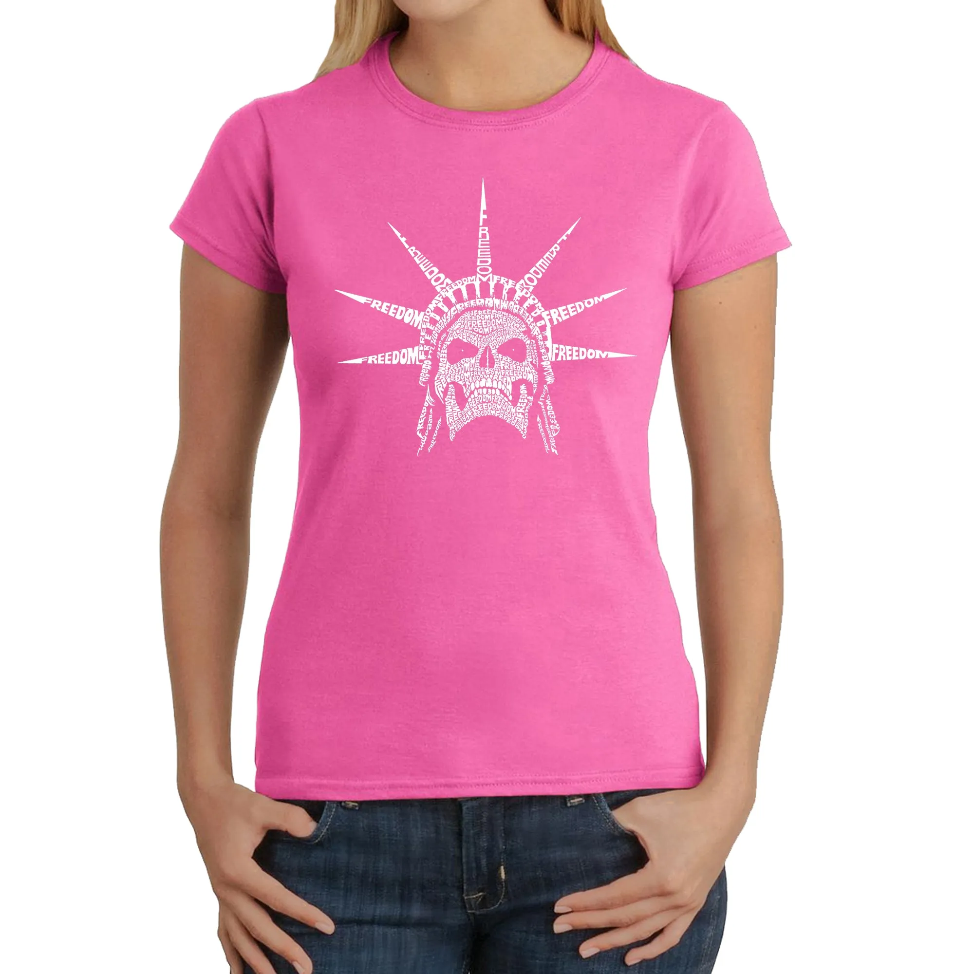 Freedom Skull - Women's Word Art T-Shirt sold by LA Pop Art product image thumbnail 4