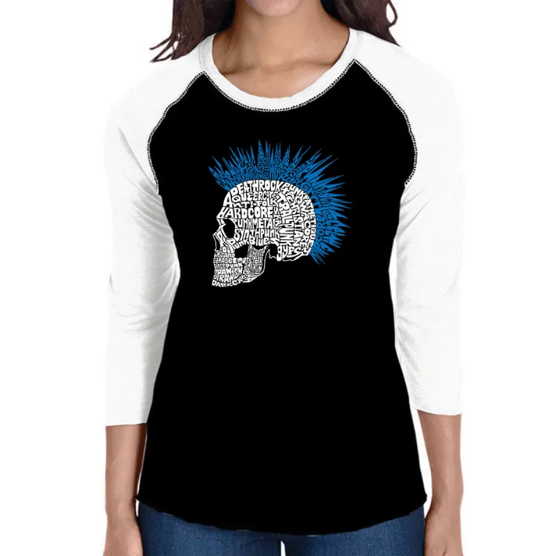 Punk Mohawk - Women's Raglan Baseball Word Art T-Shirt sold by LA Pop Art