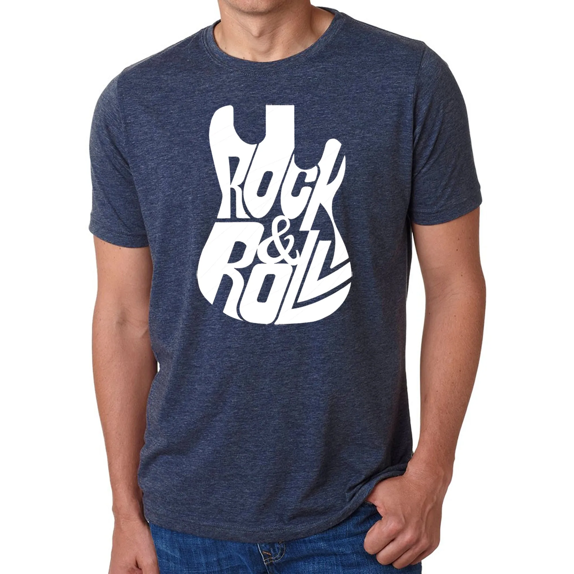 Rock And Roll Guitar - Men's Premium Blend Word Art T-Shirt sold by LA Pop Art product image thumbnail 3