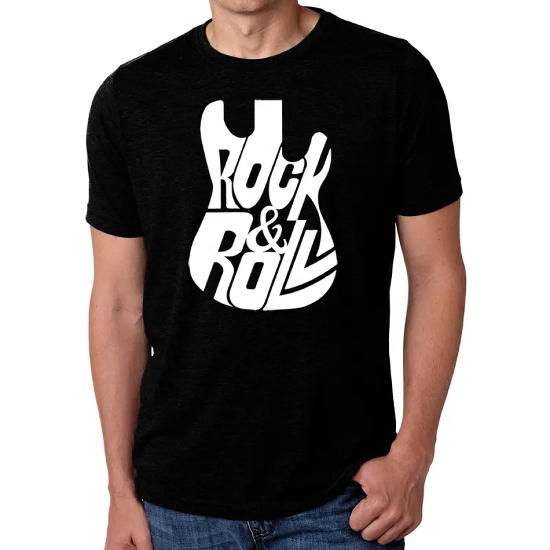 Rock And Roll Guitar - Men's Premium Blend Word Art T-Shirt sold by LA Pop Art