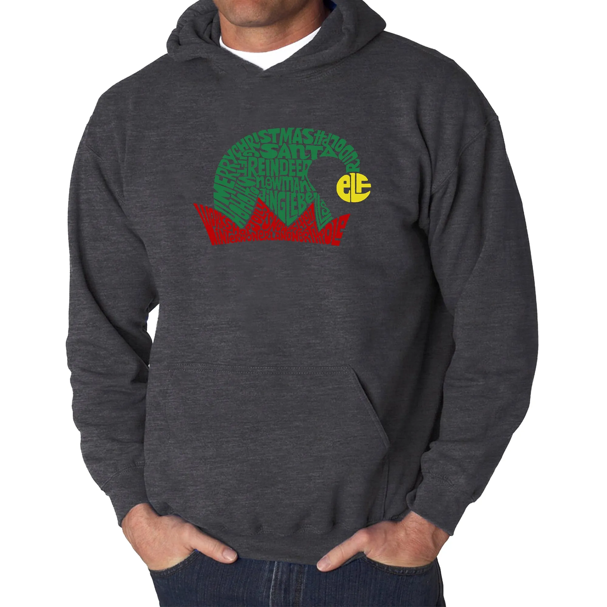 Christmas Elf Hat - Men's Word Art Hooded Sweatshirt sold by LA Pop Art product image thumbnail 3