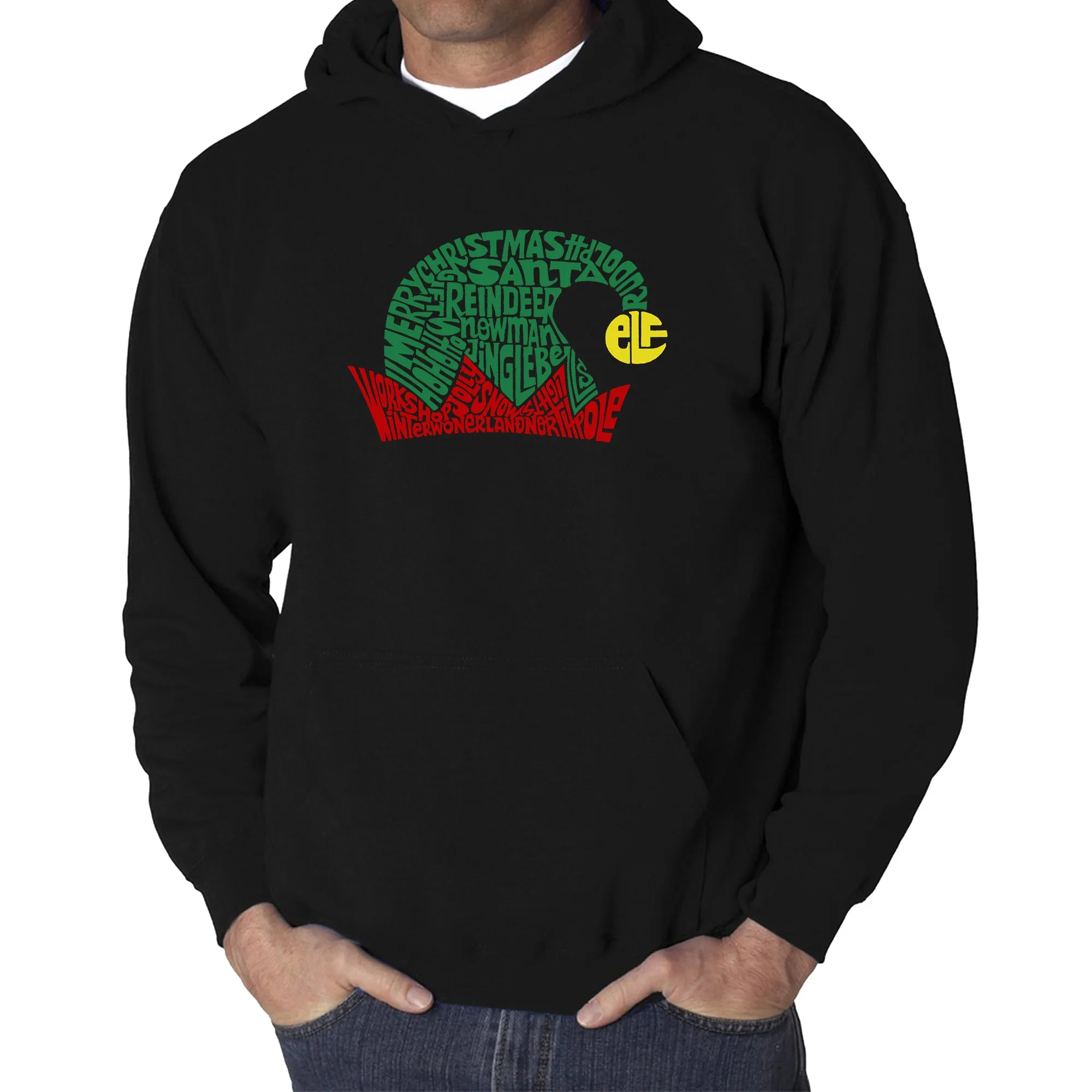 Christmas Elf Hat - Men's Word Art Hooded Sweatshirt sold by LA Pop Art