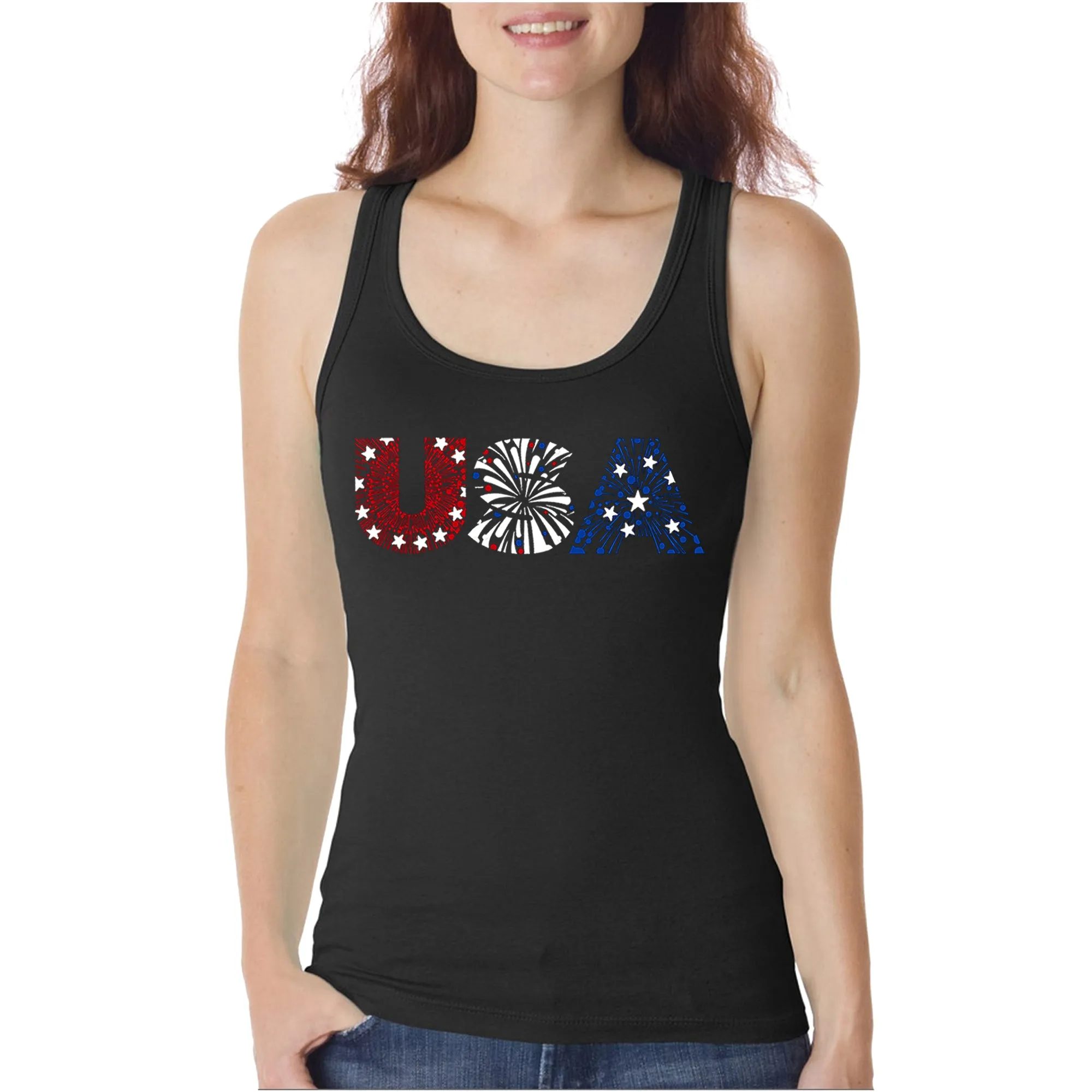 USA Fireworks - Women's Word Art Tank Top sold by LA Pop Art