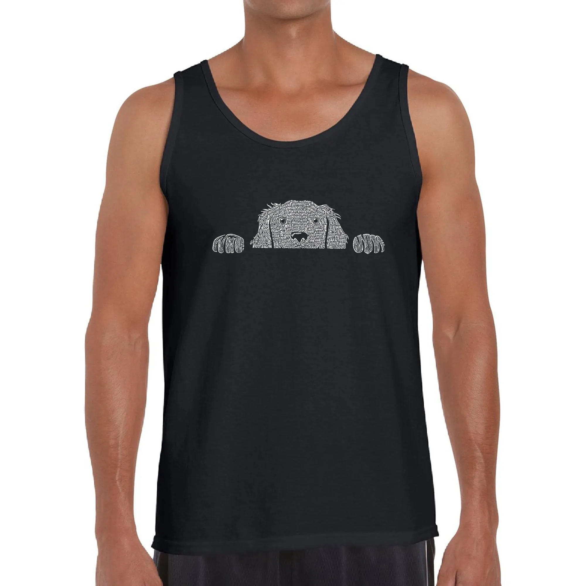 Peeking Dog - Men's Word Art Tank Top sold by LA Pop Art