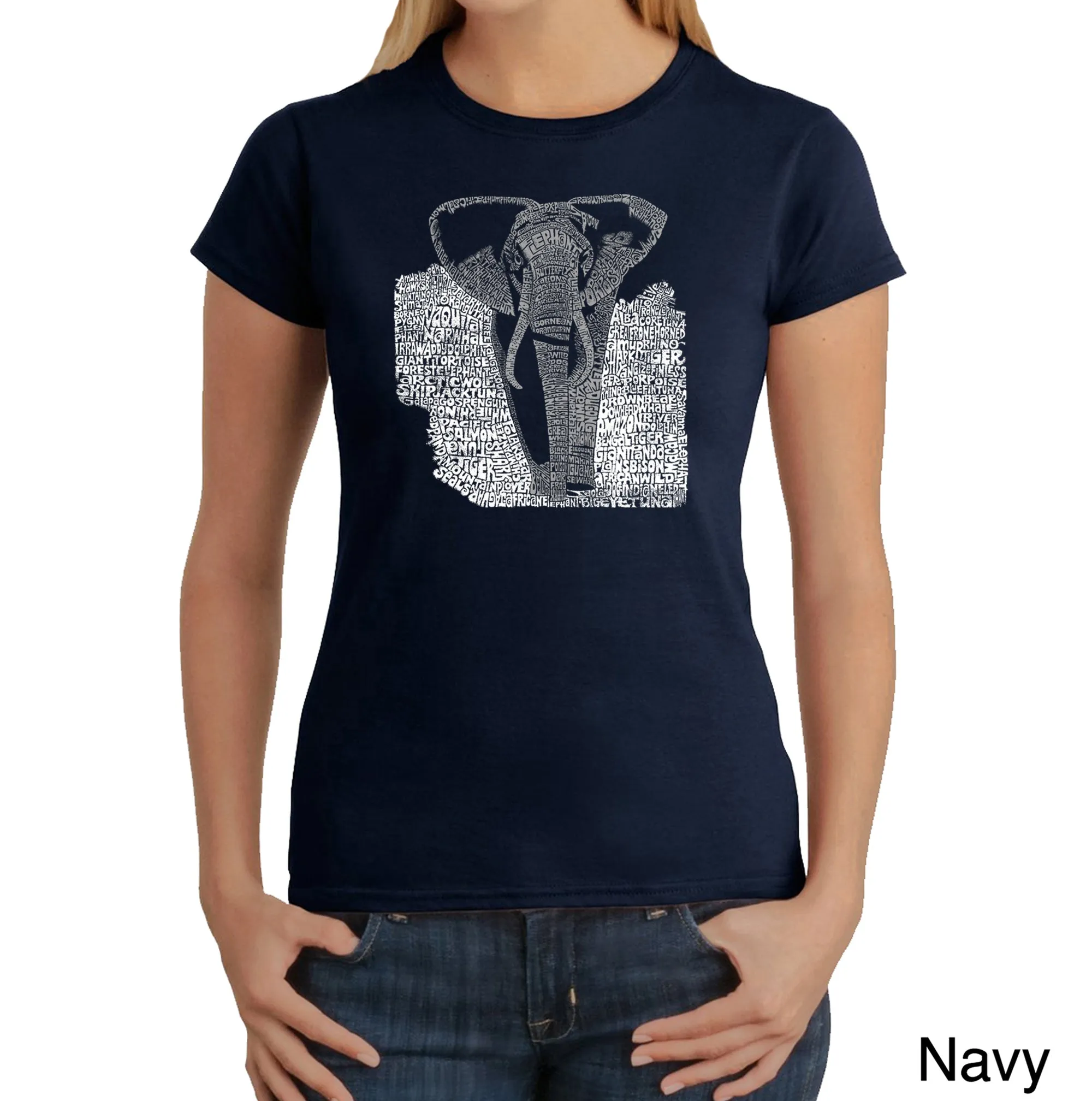 ELEPHANT - Women's Word Art T-Shirt sold by LA Pop Art product image thumbnail 3
