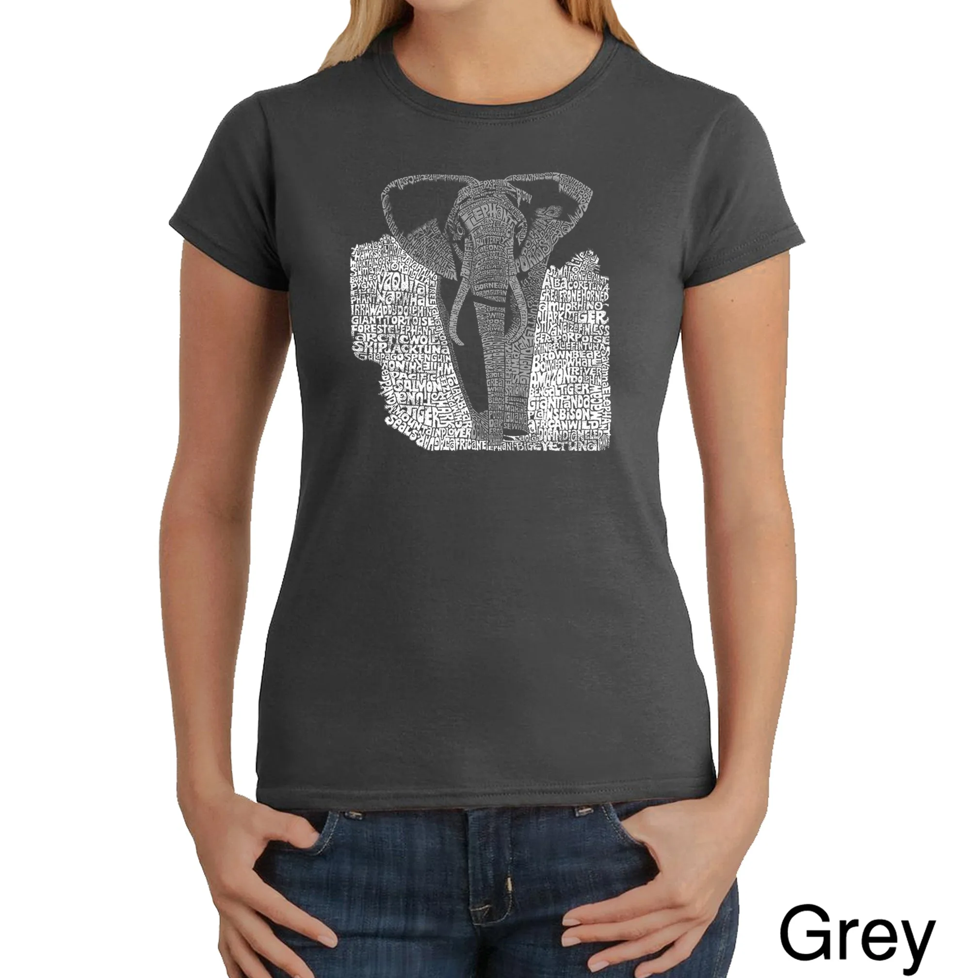 ELEPHANT - Women's Word Art T-Shirt sold by LA Pop Art product image thumbnail 4
