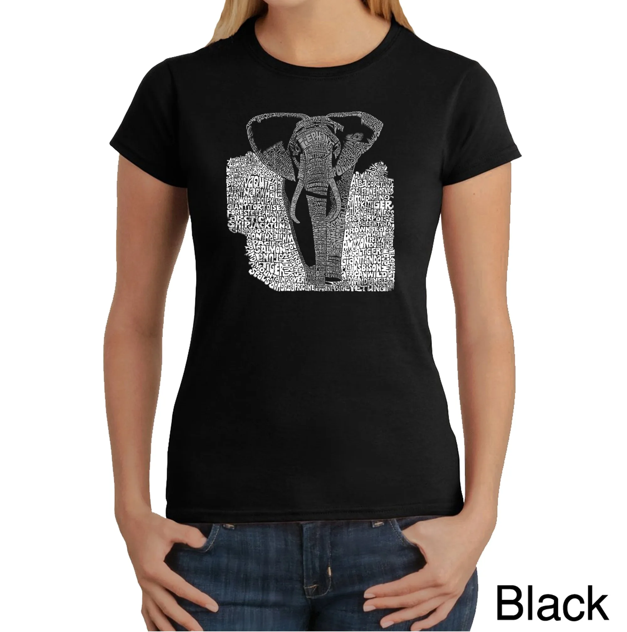 ELEPHANT - Women's Word Art T-Shirt sold by LA Pop Art