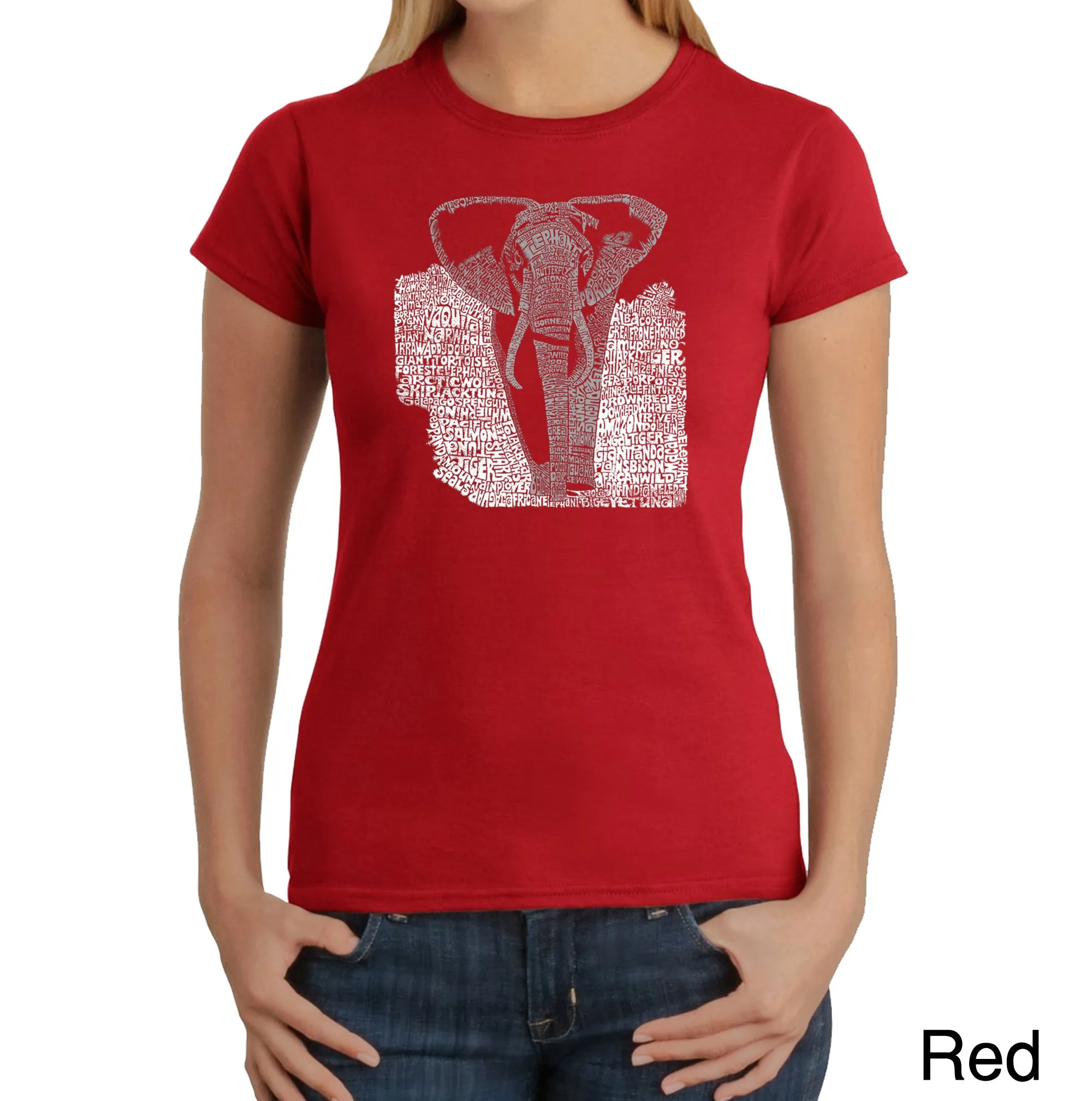 ELEPHANT - Women's Word Art T-Shirt sold by LA Pop Art product image thumbnail 5