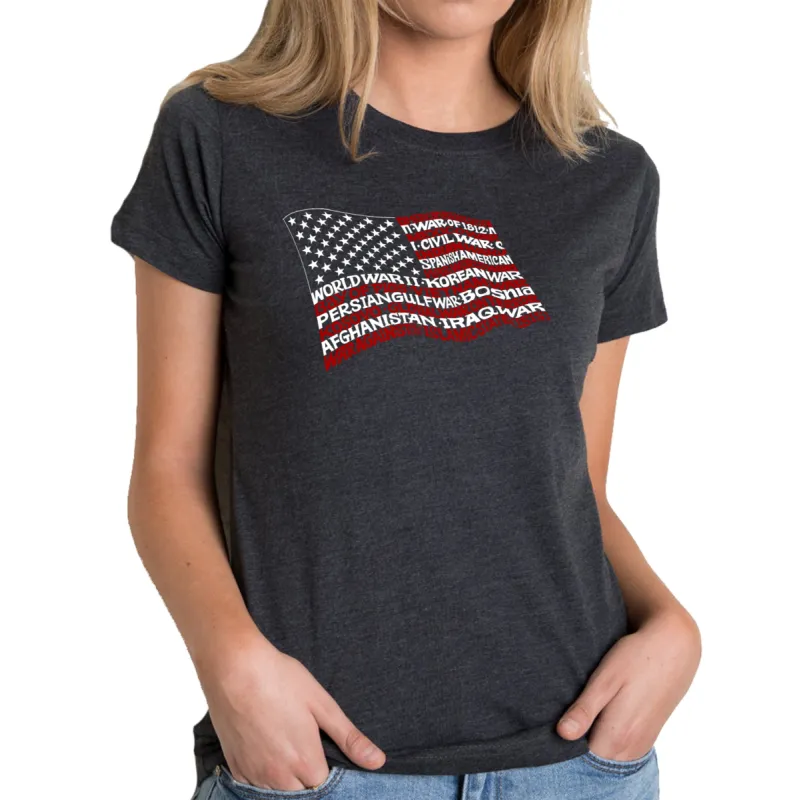 American Wars Tribute Flag - Women's Premium Blend Word Art T-Shirt sold by LA Pop Art