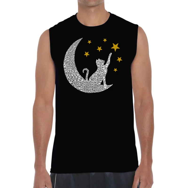 Cat Moon - Men's Word Art Sleeveless T-Shirt sold by LA Pop Art