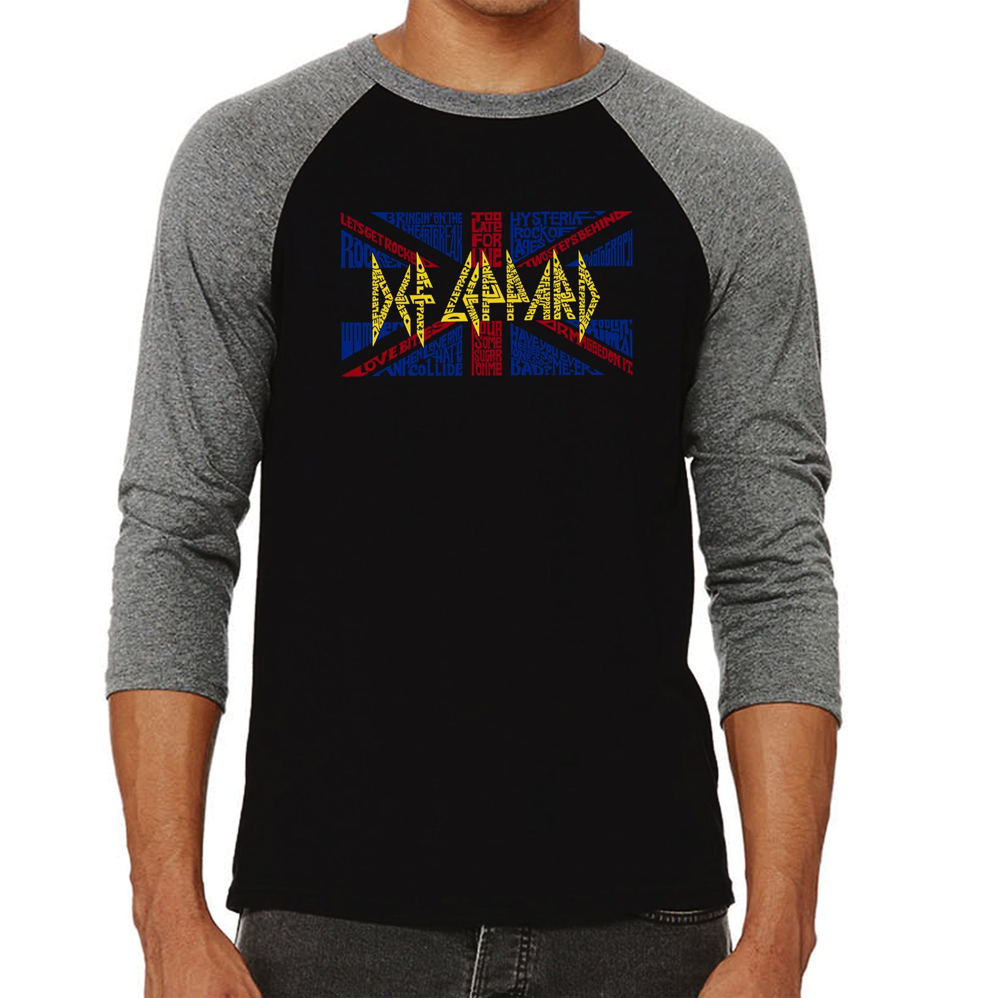 Def Leppard - Men's Raglan Baseball Word Art T-Shirt sold by LA Pop Art product image thumbnail 3