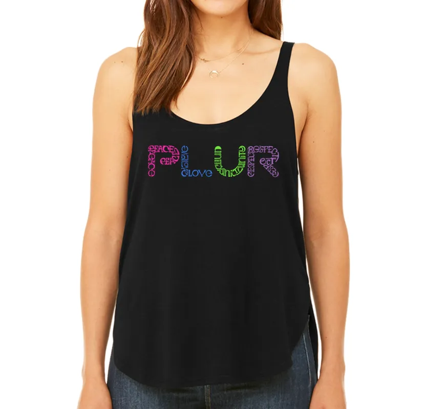PLUR -  Women's Premium Word Art Flowy Tank Top sold by LA Pop Art
