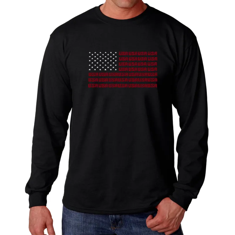 USA Flag  - Men's Word Art Long Sleeve T-Shirt sold by LA Pop Art