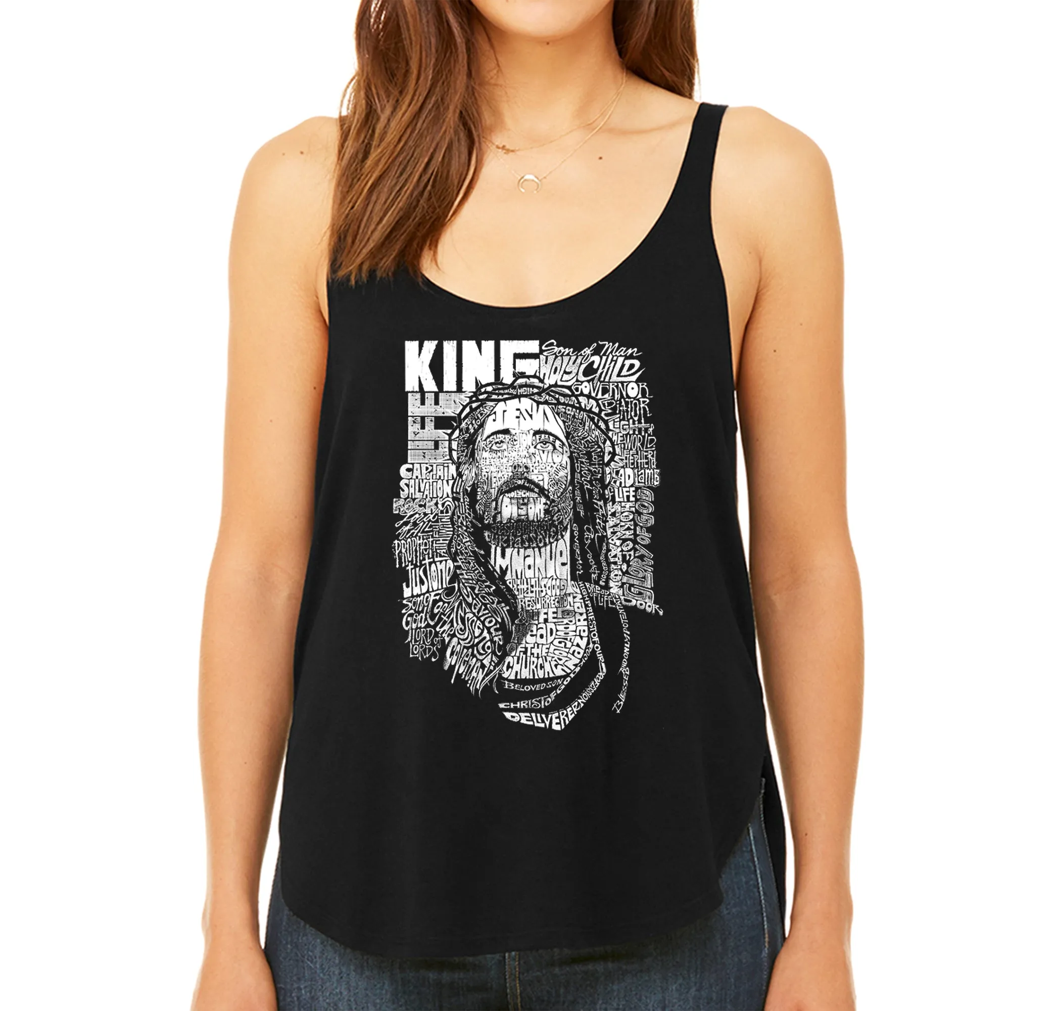 JESUS - Women's Word Art Flowy Tank sold by LA Pop Art